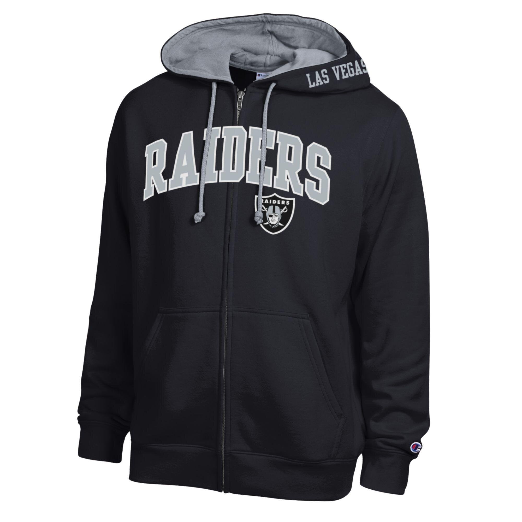 Sweat à capuche zippé Champion noir/gris chiné Las Vegas Raiders pour homme