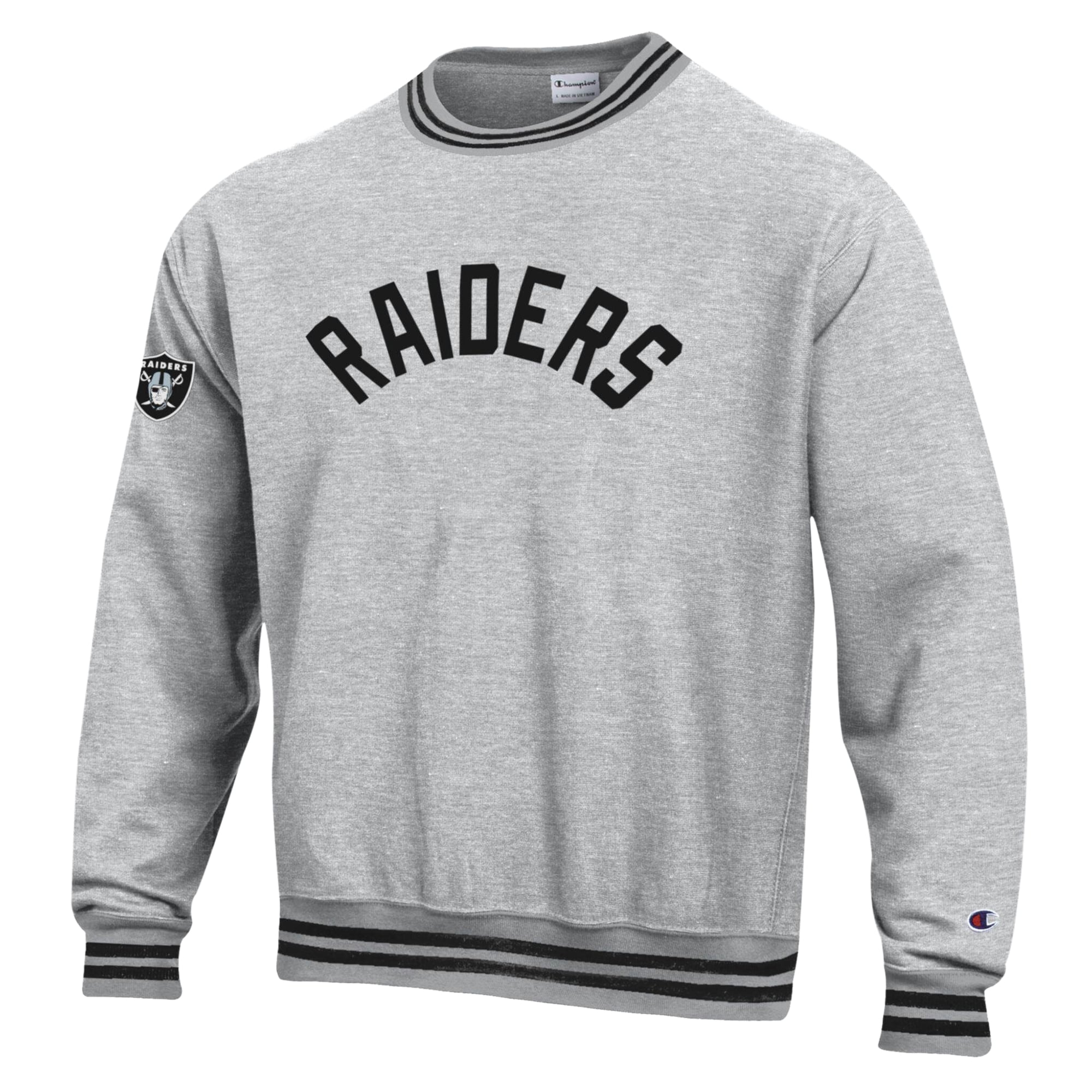 Men's Champion  Heather Gray/Black Las Vegas Raiders Reverse Weave Yarn Dye Sweatshirt