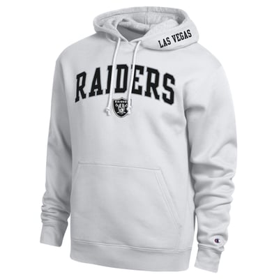  Las Vegas Raiders Champion Contrast Hoodie - White/Heather Gray