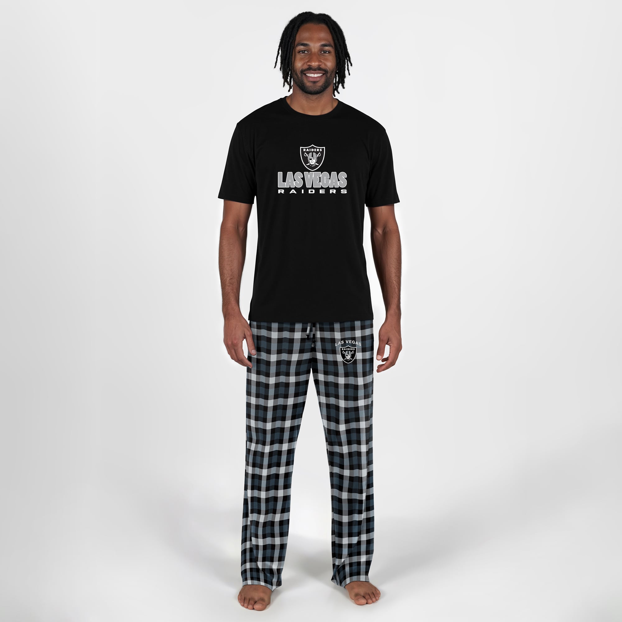 Men's Concepts Sport  Black Las Vegas Raiders Big & Tall Highland Sleep Set