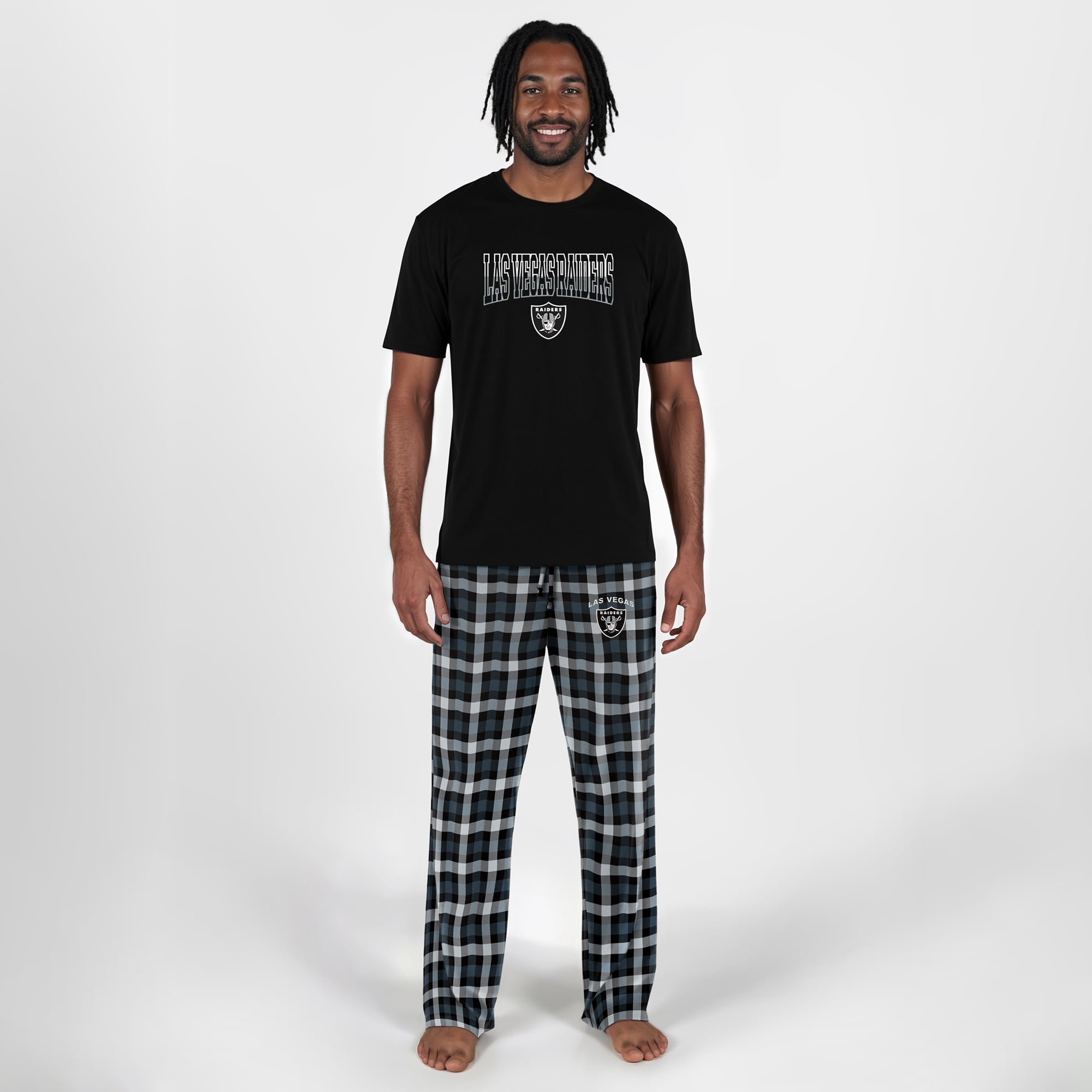 Ensemble de nuit Highland pour homme Concepts Sport noir Las Vegas Raiders, grandes tailles