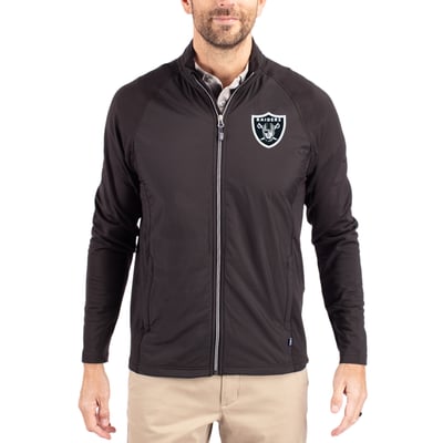 Las Vegas Raiders Cutter & Buck Adapt Eco Knit Full-Zip Jacket - Black