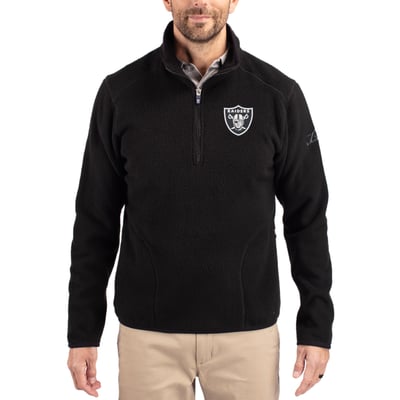 Las Vegas Raiders Cutter & Buck Cascade Eco Sherpa Fleece Quarter-Zip Pullover Jacket - Black