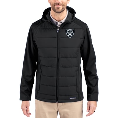 Las Vegas Raiders Cutter & Buck  Evoke PrimaLoft Hybrid Eco Softshell Recycled Full-Zip Hooded Jacket - Black