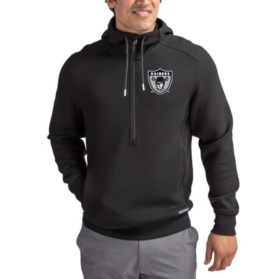 Las Vegas Raiders Cutter & Buck Throwback Roam Eco Half-Zip Recycled Pullover Hoodie - Black