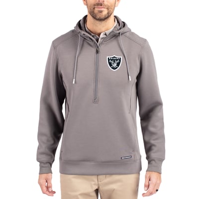 Las Vegas Raiders Cutter & Buck Primary Mark Roam Eco Recycled Half-Zip Pullover Hoodie - Gray