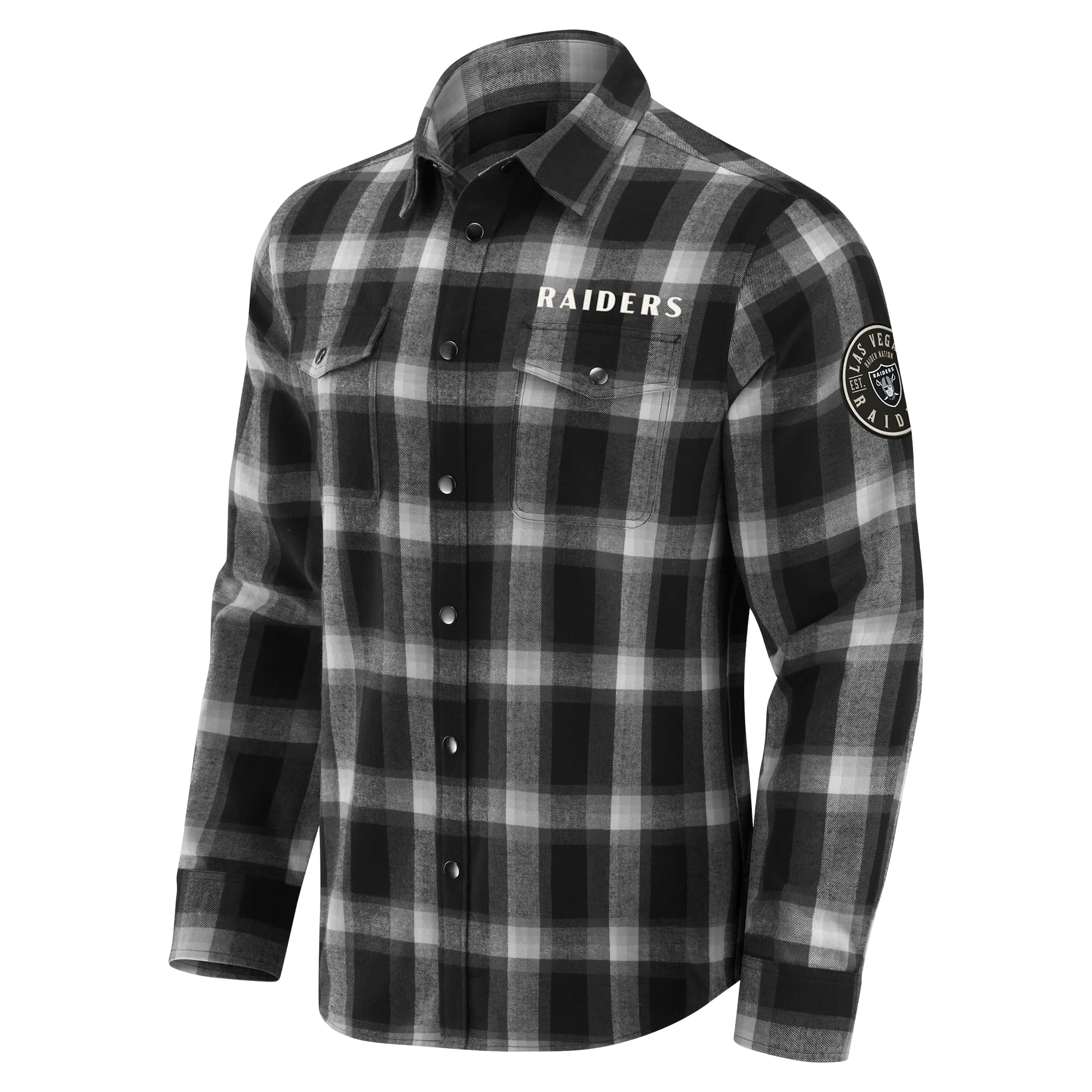 Chemise à carreaux en flanelle noire boutons-pression pour homme de la collection Darius Rucker par Fanatics des Las Vegas Raiders