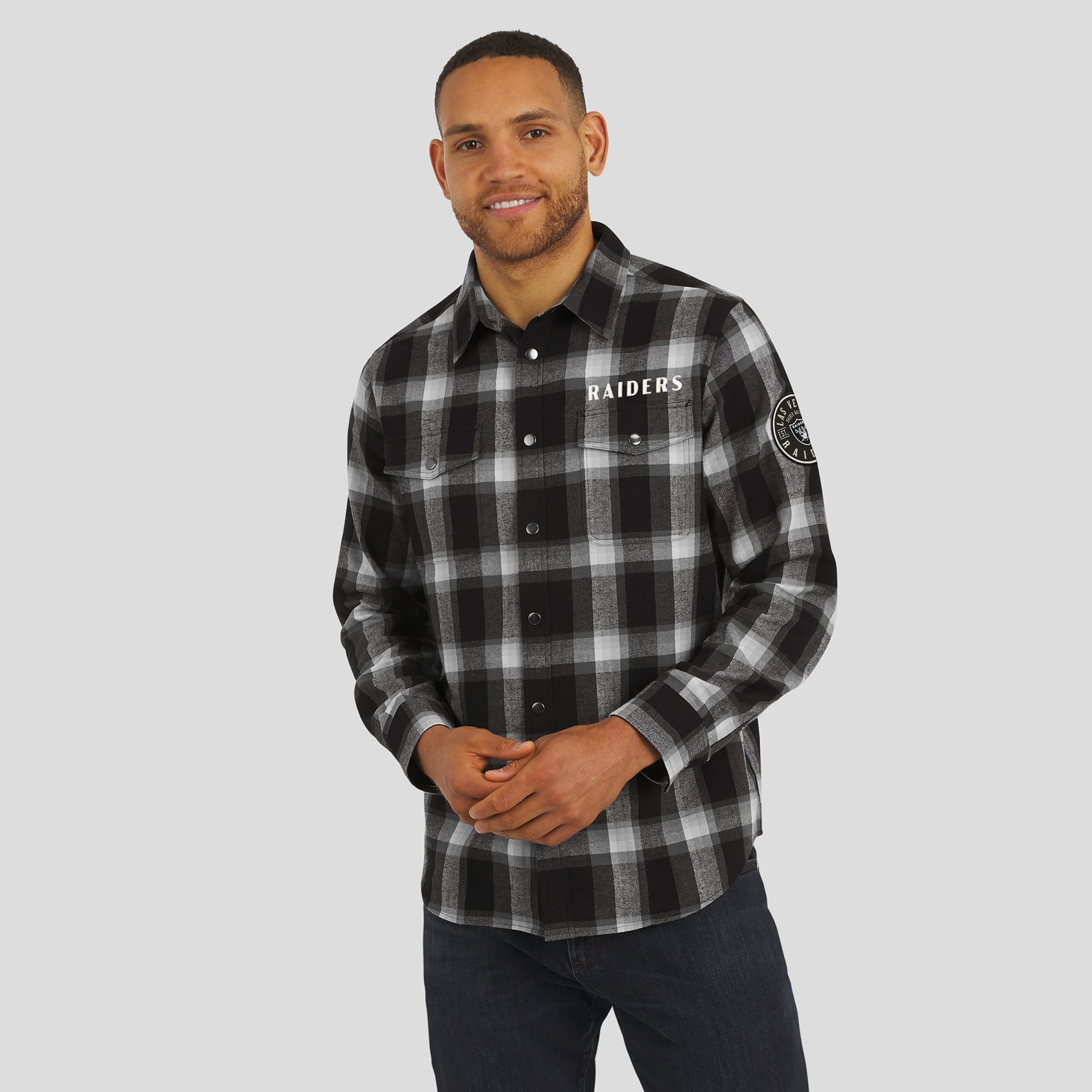 Chemise à carreaux en flanelle noire boutons-pression pour homme de la collection Darius Rucker par Fanatics des Las Vegas Raiders