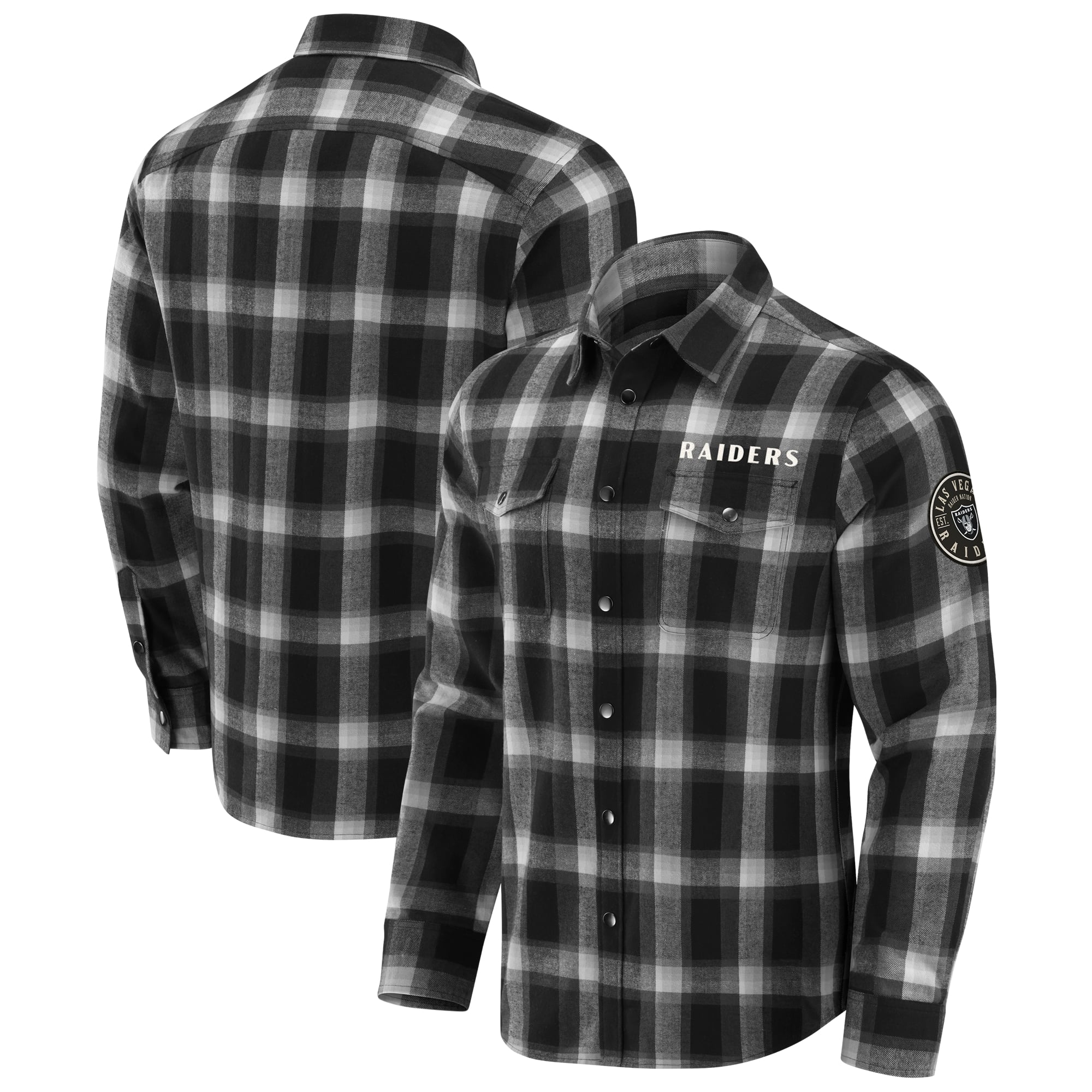 Chemise à carreaux en flanelle noire boutons-pression pour homme de la collection Darius Rucker par Fanatics des Las Vegas Raiders