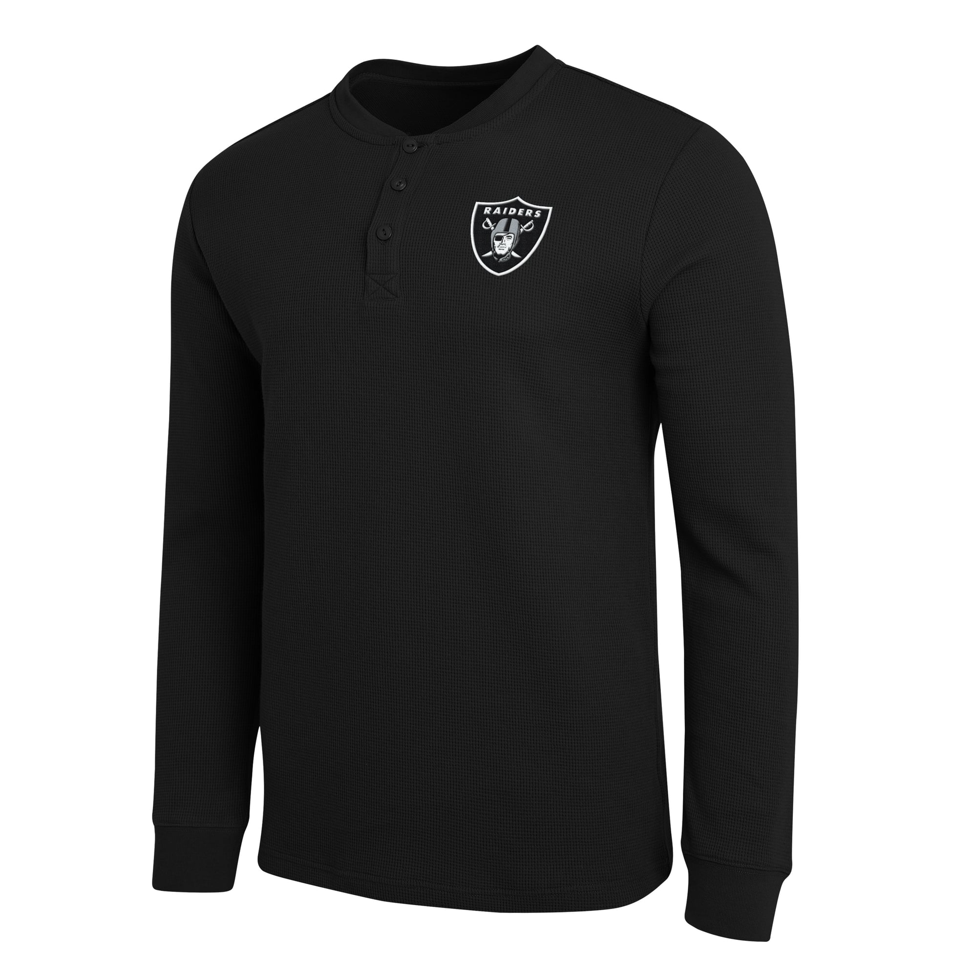 Men's Darius Rucker Collection by Fanatics  Black Las Vegas Raiders Waffle-Knit Henley Long Sleeve T-Shirt
