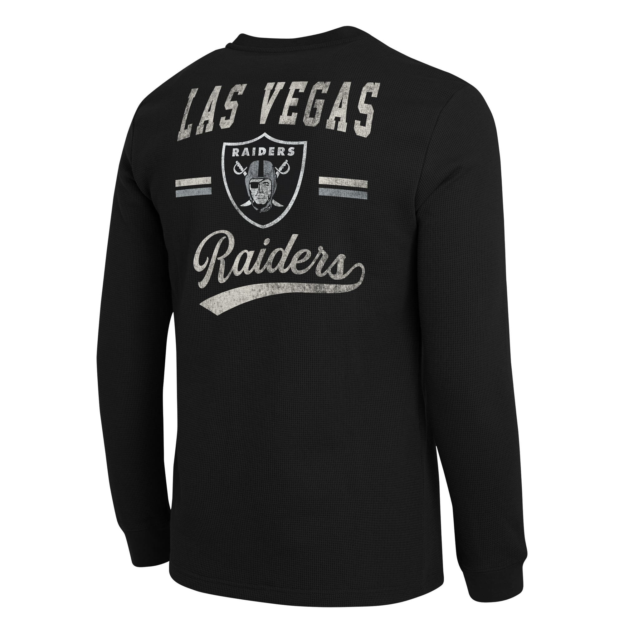 Men's Darius Rucker Collection by Fanatics  Black Las Vegas Raiders Waffle-Knit Henley Long Sleeve T-Shirt