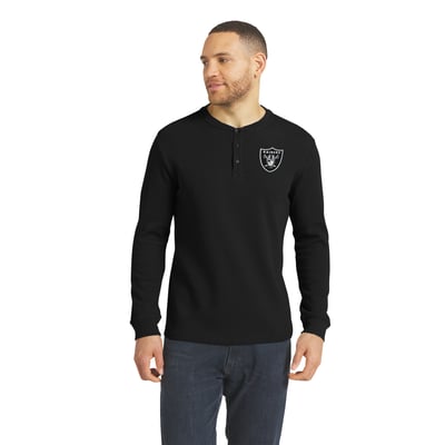  Las Vegas Raiders Darius Rucker Collection by Fanatics Waffle-Knit Henley Long Sleeve T-Shirt - Black