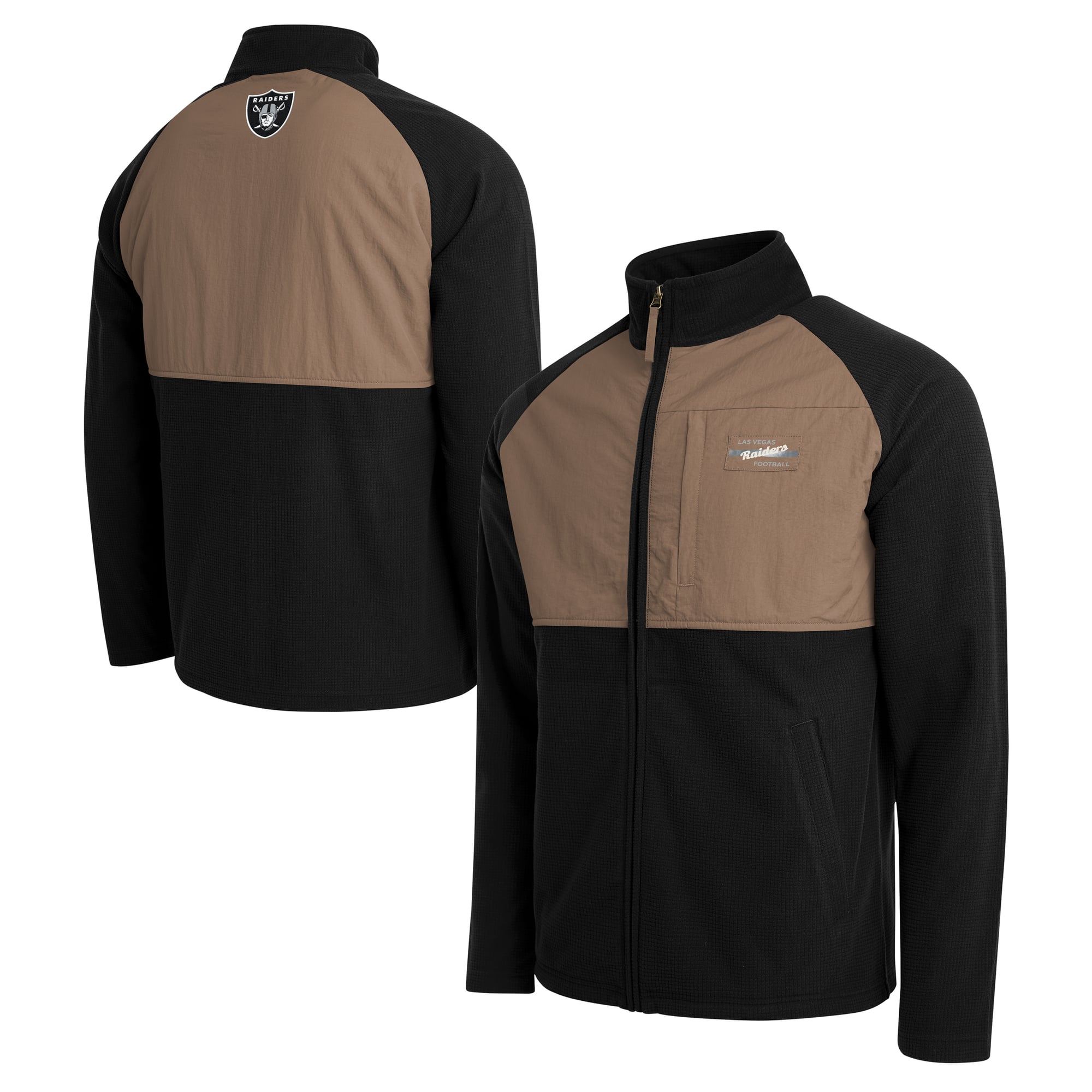Men's Darius Rucker Collection by Fanatics Black/Tan Las Vegas Raiders Full-Zip Raglan Jacket