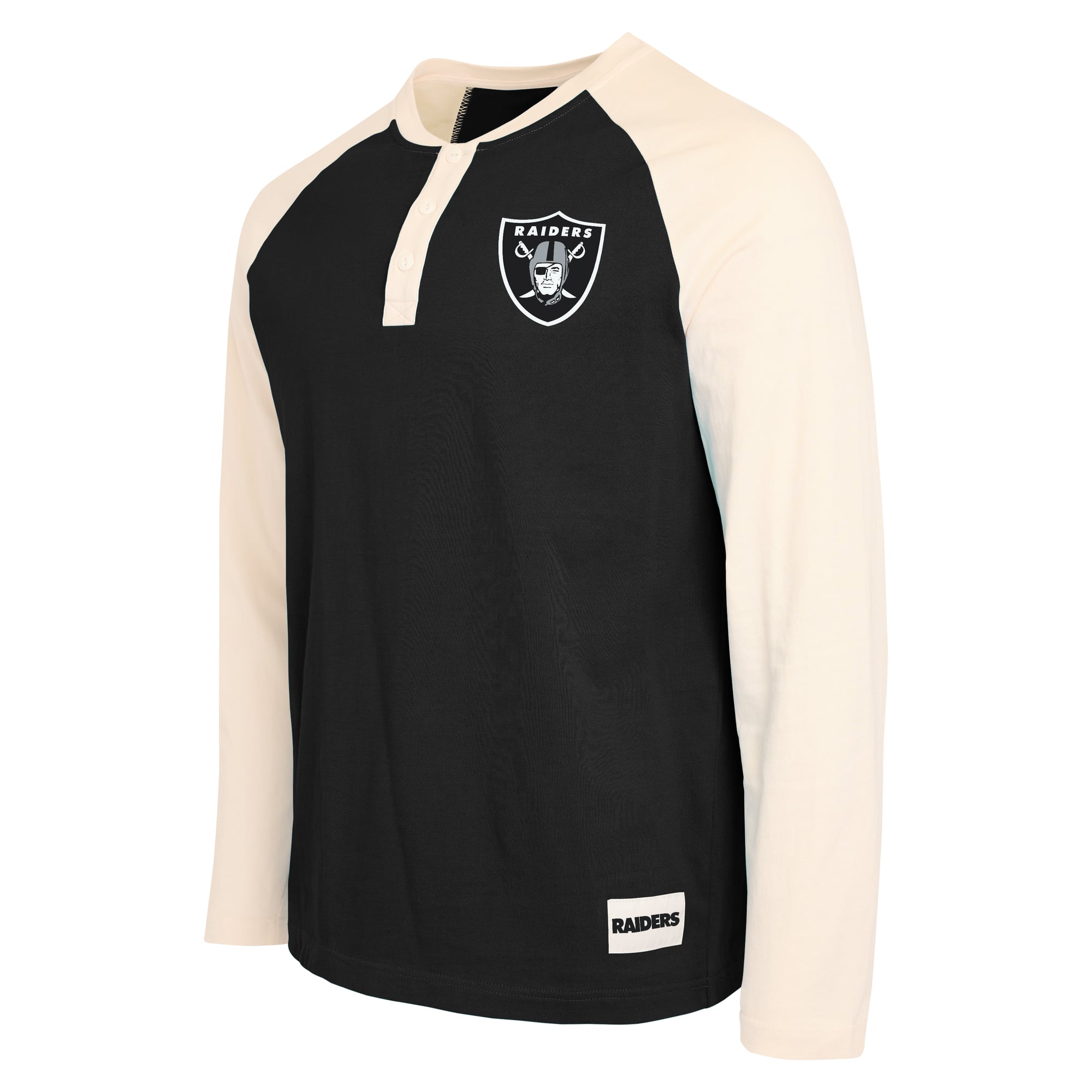 Men's Darius Rucker Collection by Fanatics Black/White Las Vegas Raiders Henley Long Sleeve T-Shirt