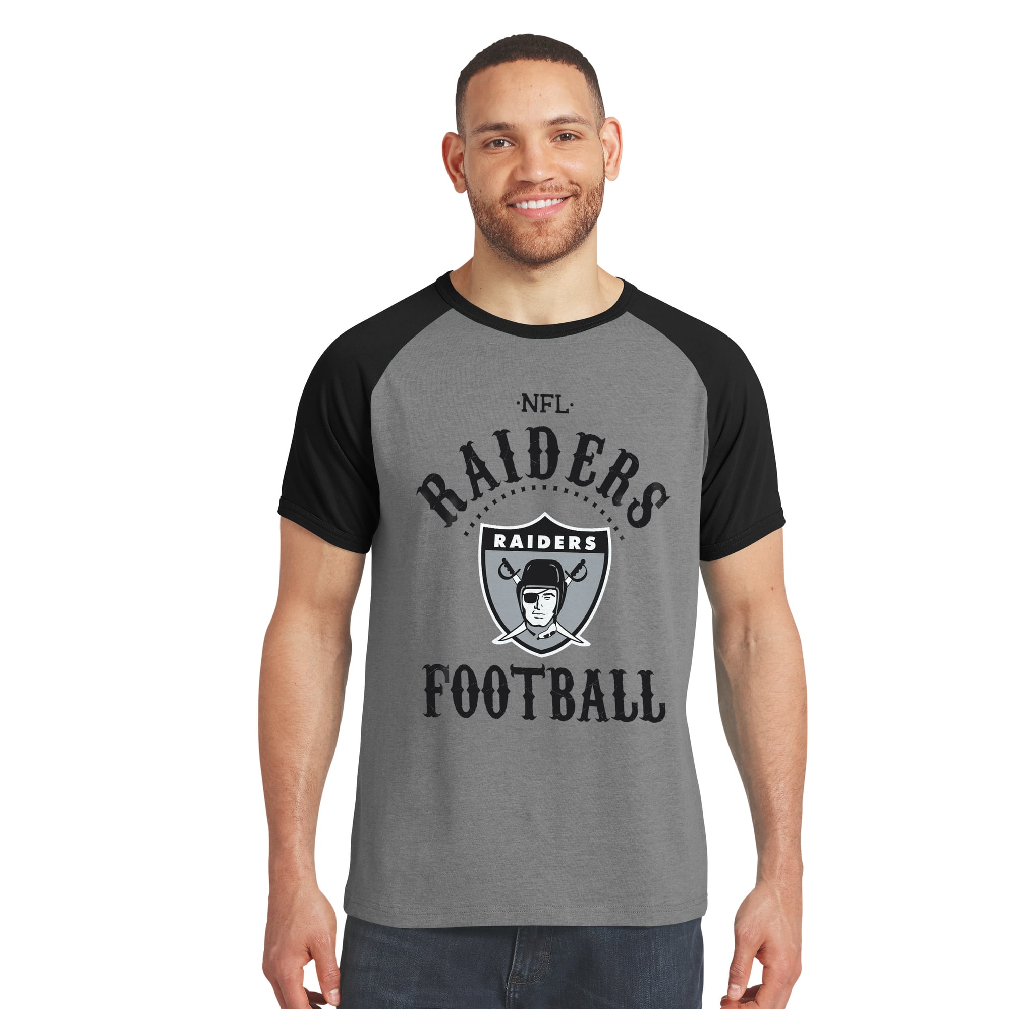 Men's Darius Rucker Collection by Fanatics Charcoal Las Vegas Raiders Raglan T-Shirt