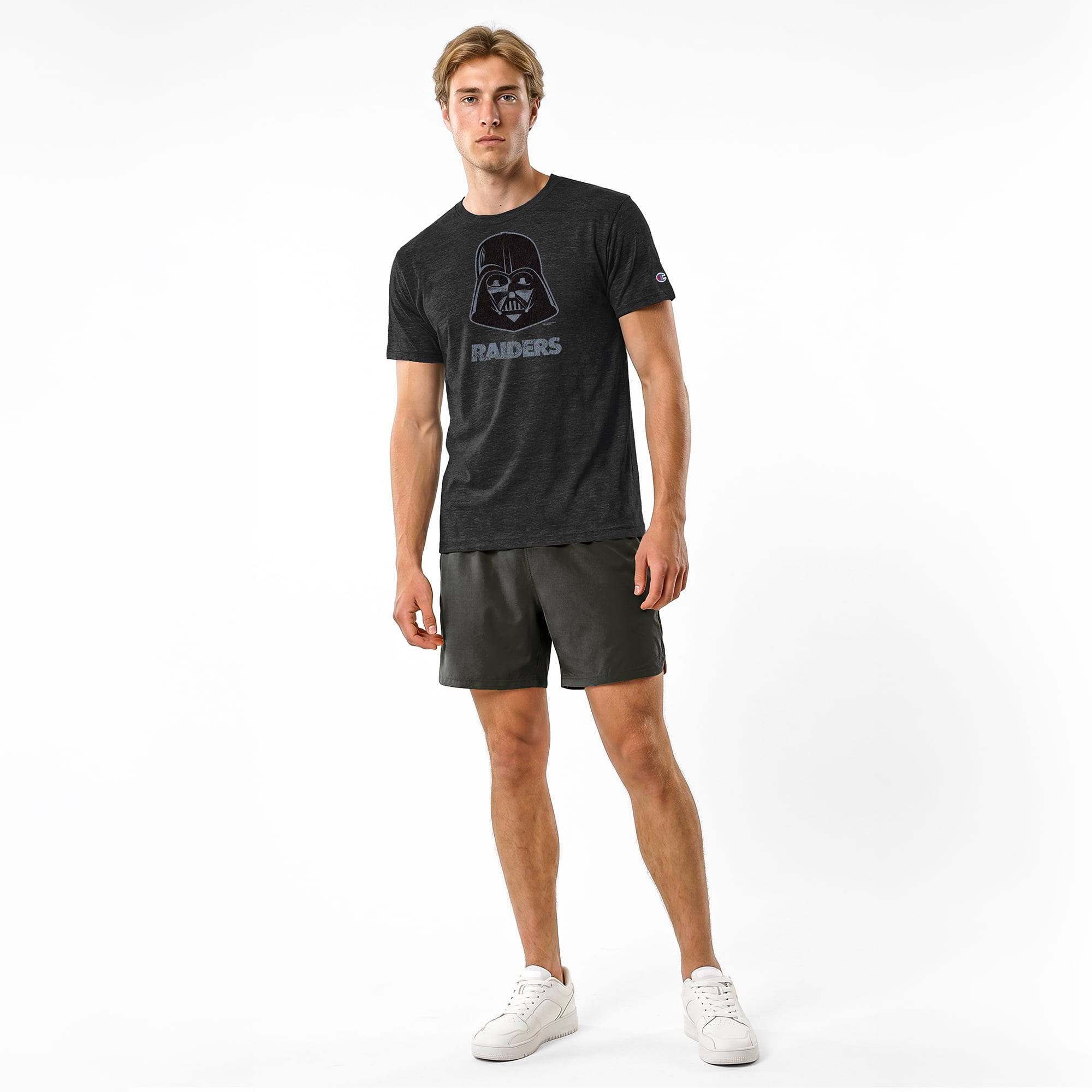 T-shirt homme Disney x Champion noir Las Vegas Raiders Dark Vador en mélange de trois matières