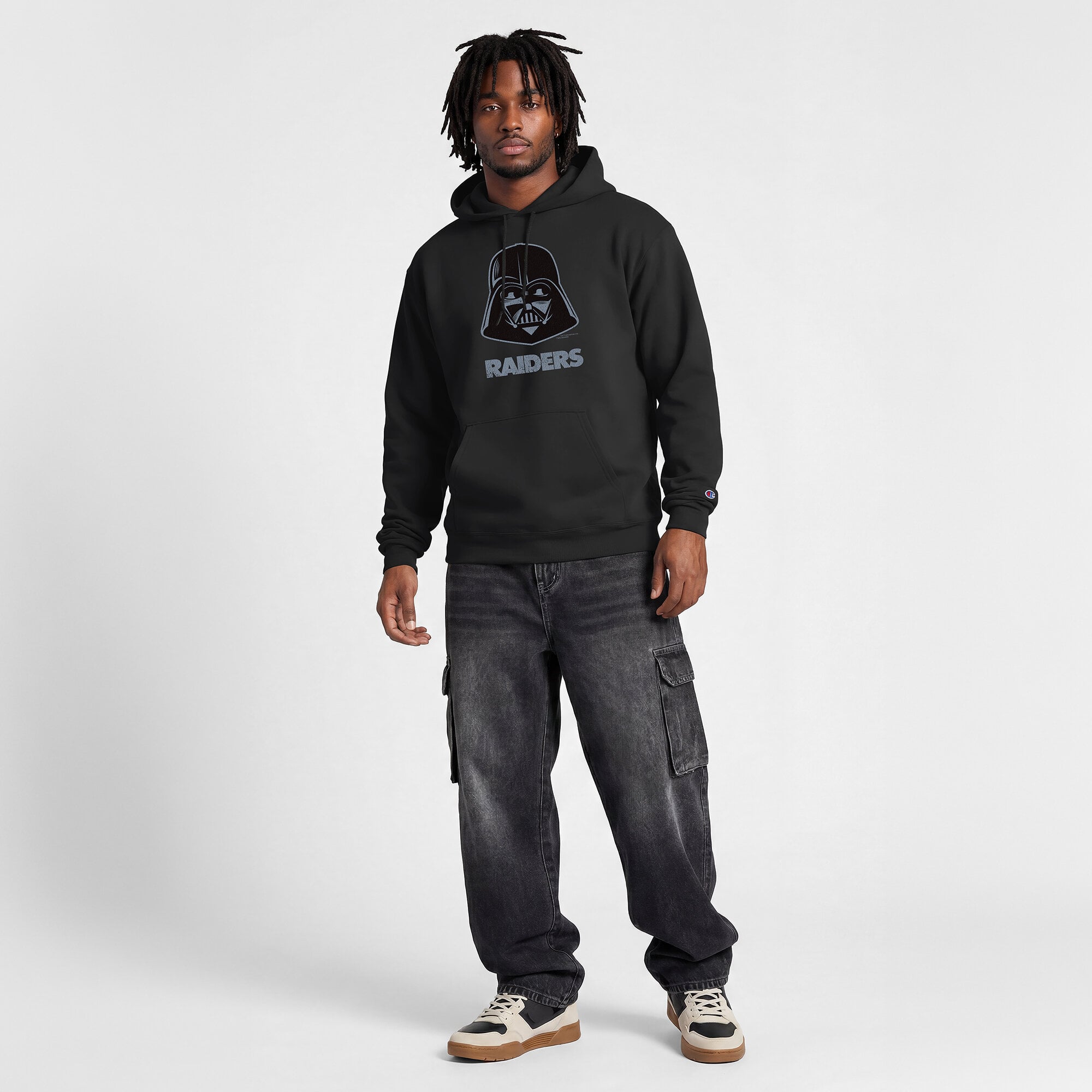Sweat-shirt à capuche intégral noir Disney x Champion Las Vegas Raiders Powerblend pour homme