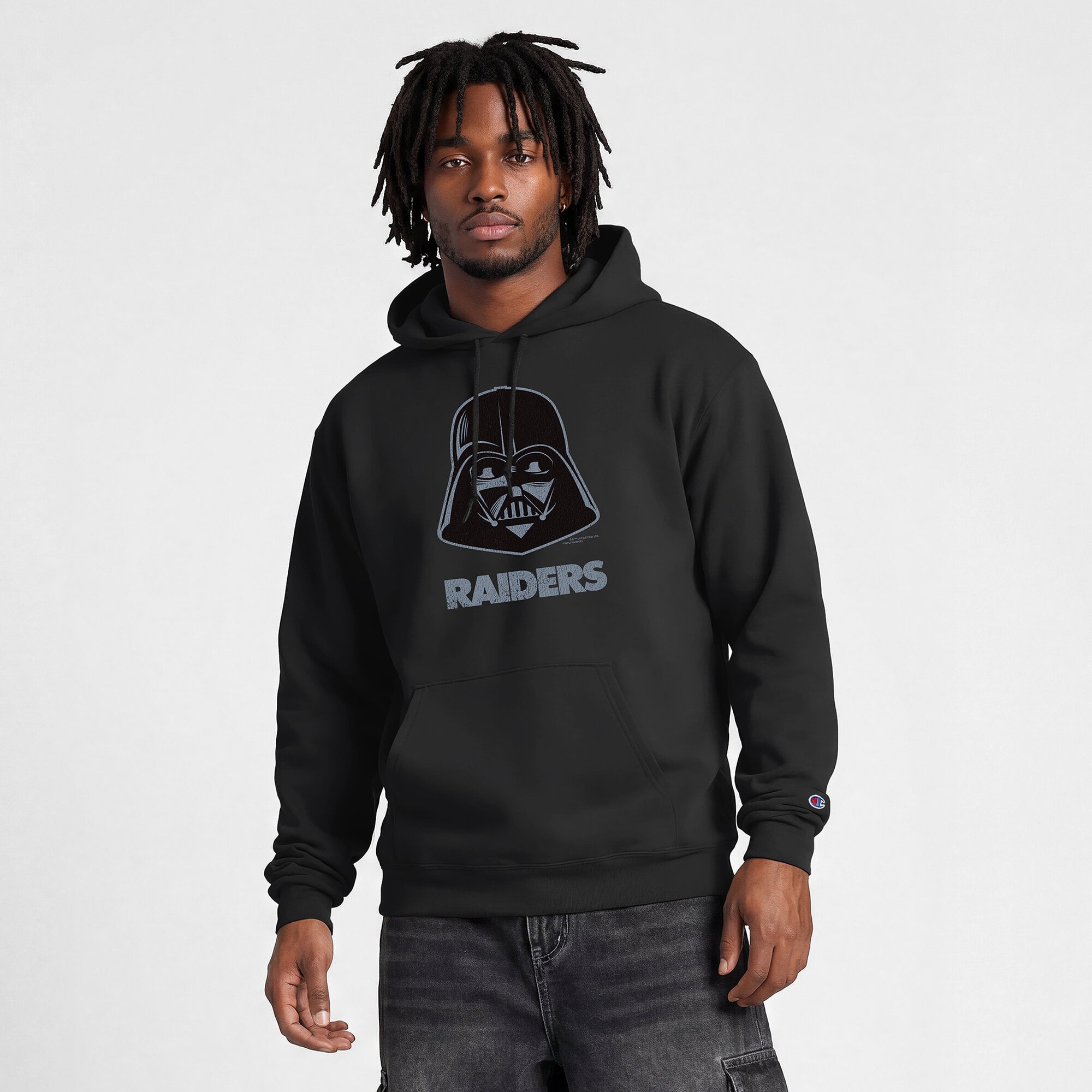 Sweat-shirt à capuche intégral noir Disney x Champion Las Vegas Raiders Powerblend pour homme