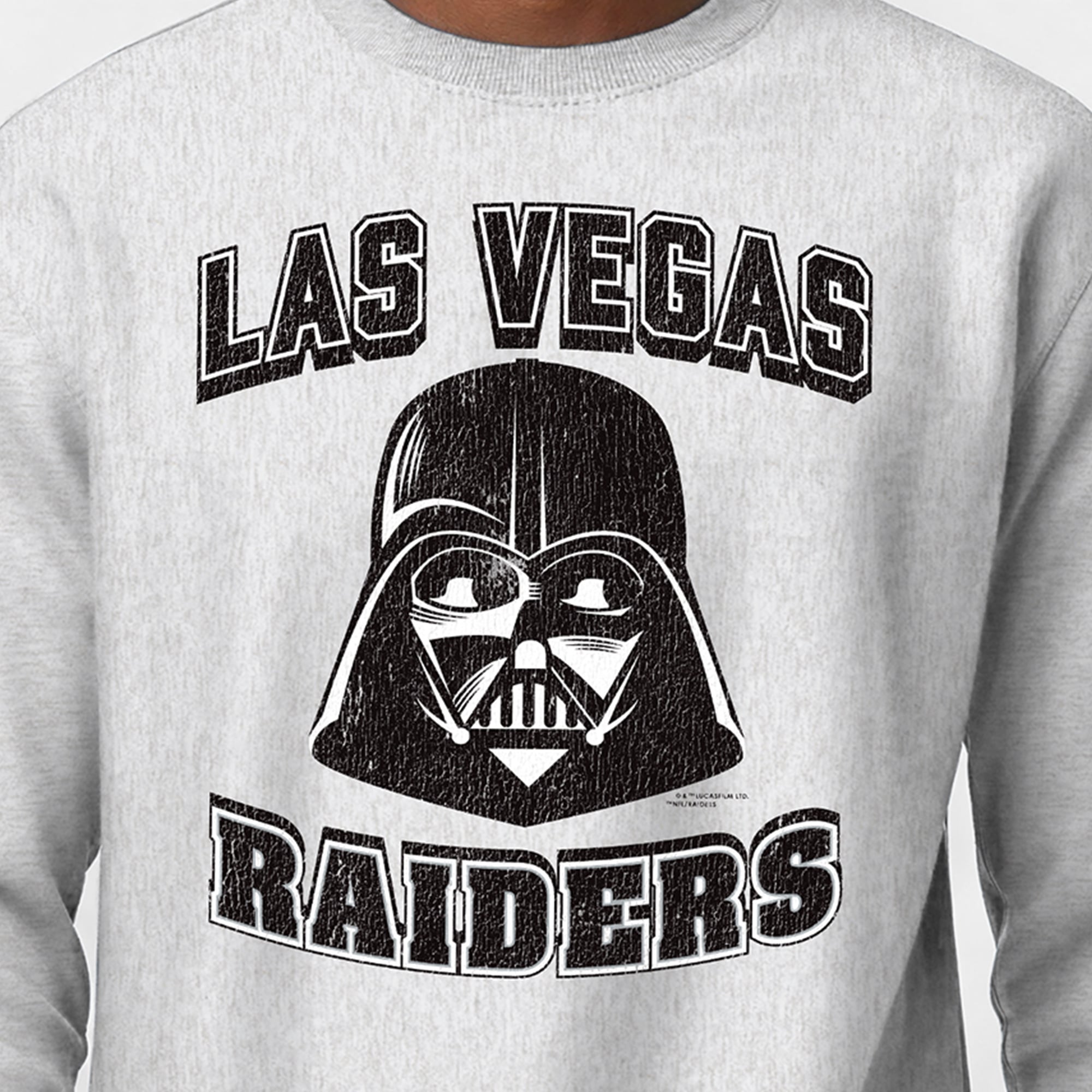 Sweat-shirt homme Disney x Champion gris chiné Las Vegas Raiders Dark Vador Reverse Weave