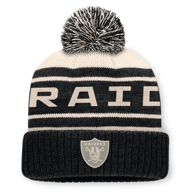 Las Vegas Raiders Fanatics Men's Cuffed Knit Hat with Pom - Black