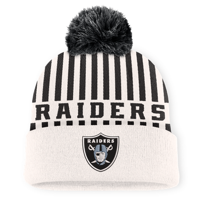 Las Vegas Raiders Fanatics Streak Cuffed Knit Hat with Pom - Cream/Black