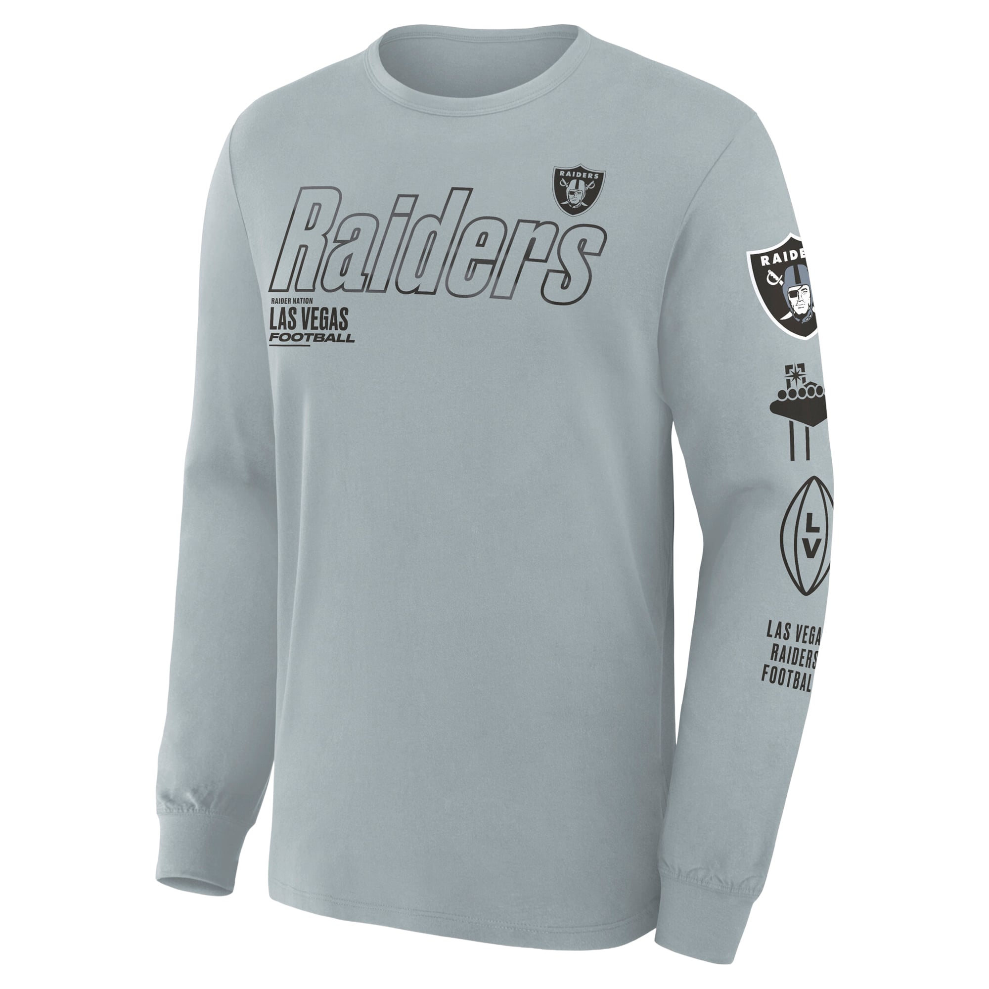 T-shirt Fanatics gris chiné pour homme, Las Vegas Raiders, grandes tailles, avec passe de contrôle