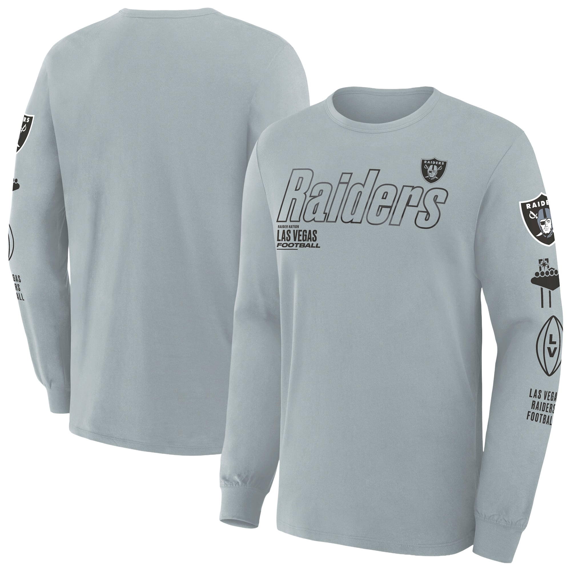 T-shirt Fanatics gris chiné pour homme, Las Vegas Raiders, grandes tailles, avec passe de contrôle