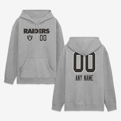 Las Vegas Raiders  Touchdown Wordmark Personalized Name & Number Hoodie - Gray