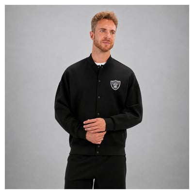 Las Vegas Raiders Levelwear Logo Luxe Signature Tri-Blend Bomber Jacket - Black