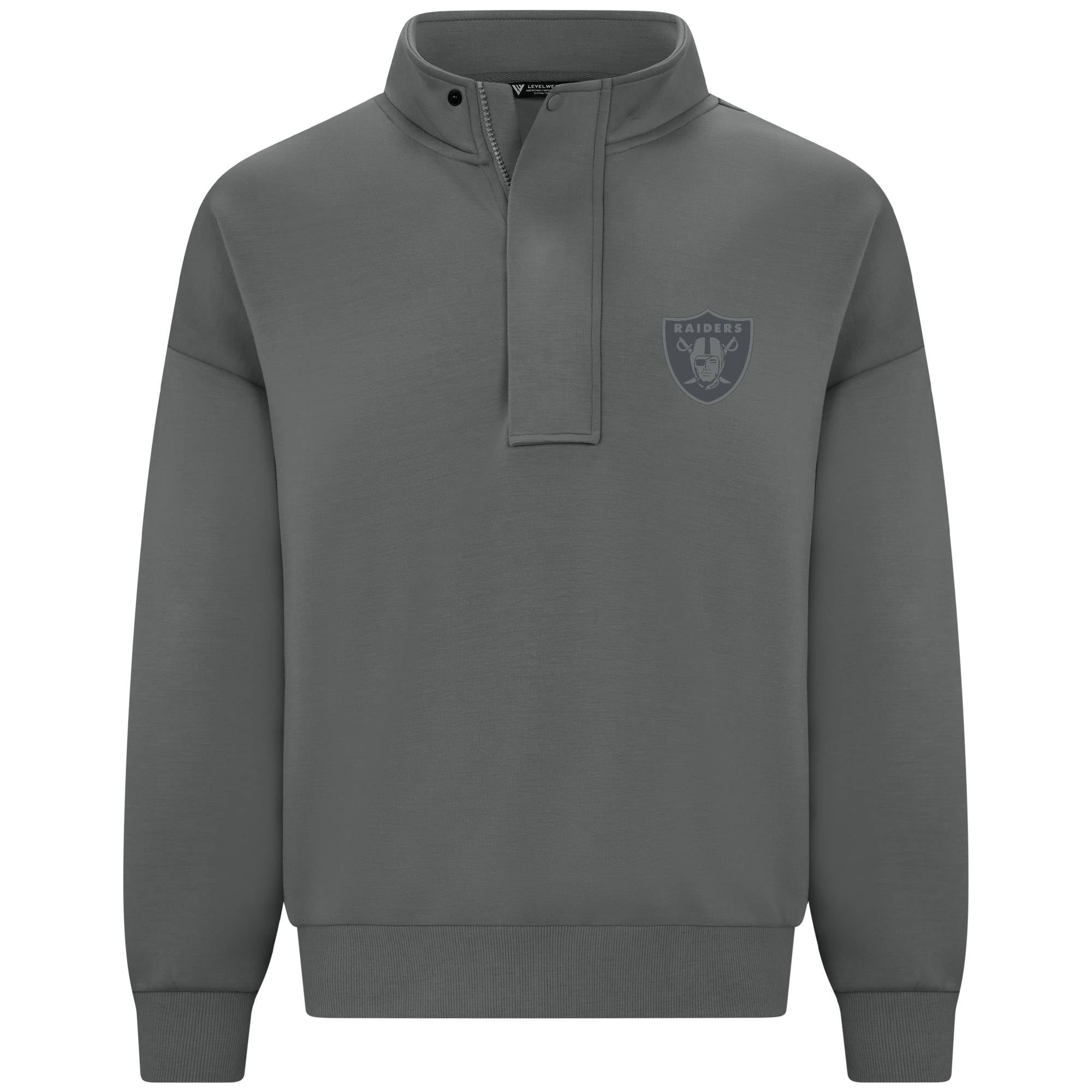 Pull à col zippé Levelwear gris Las Vegas Raiders Core Logo Luxe Stein pour homme