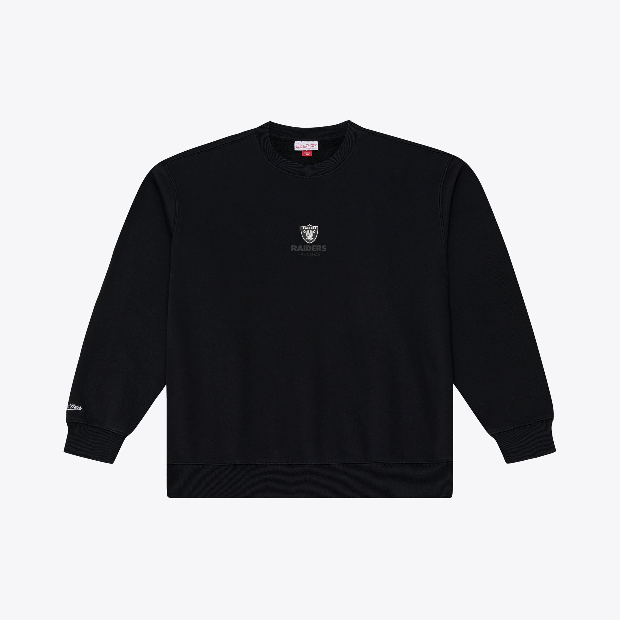 Sweat-shirt en polaire à micro-logo noir Mitchell & Ness pour homme, modèle Core Essentials de la collection Las Vegas Raiders.