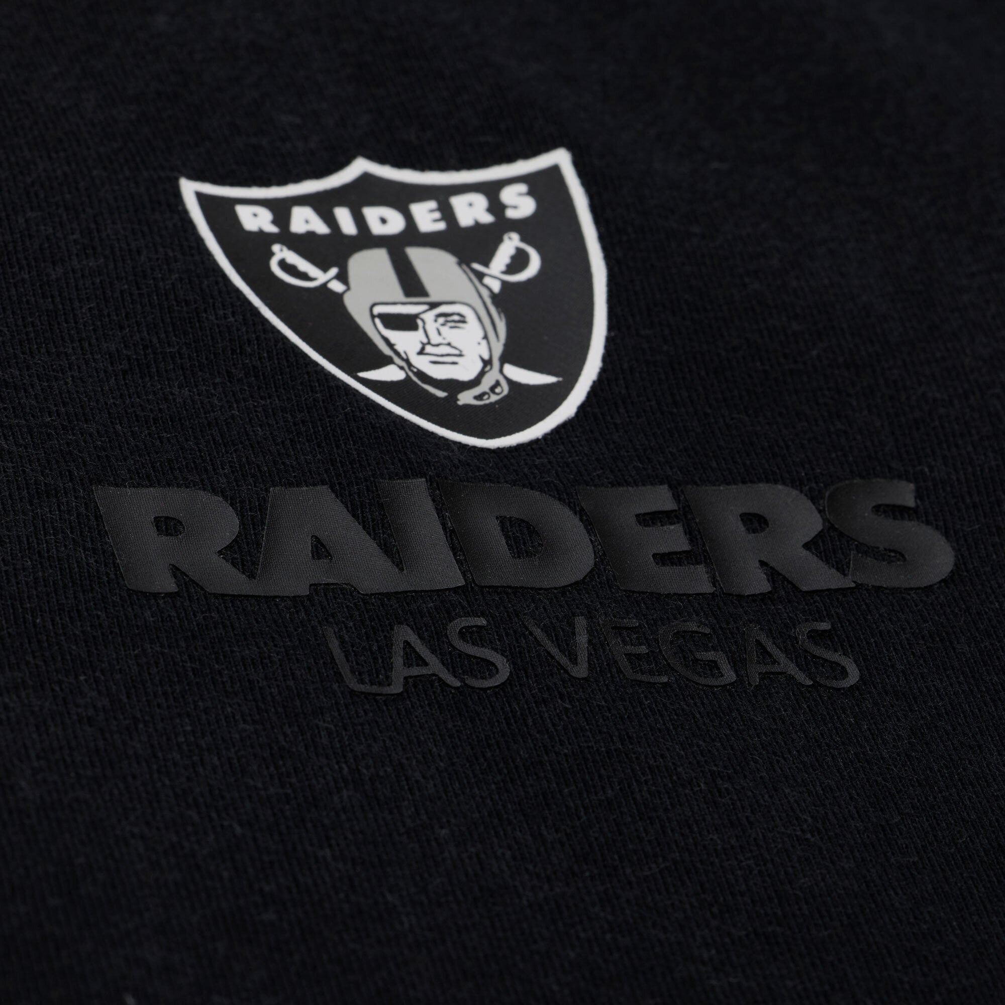 T-shirt Mitchell & Ness noir pour homme, modèle Core Essentials Micro Logo, Las Vegas Raiders