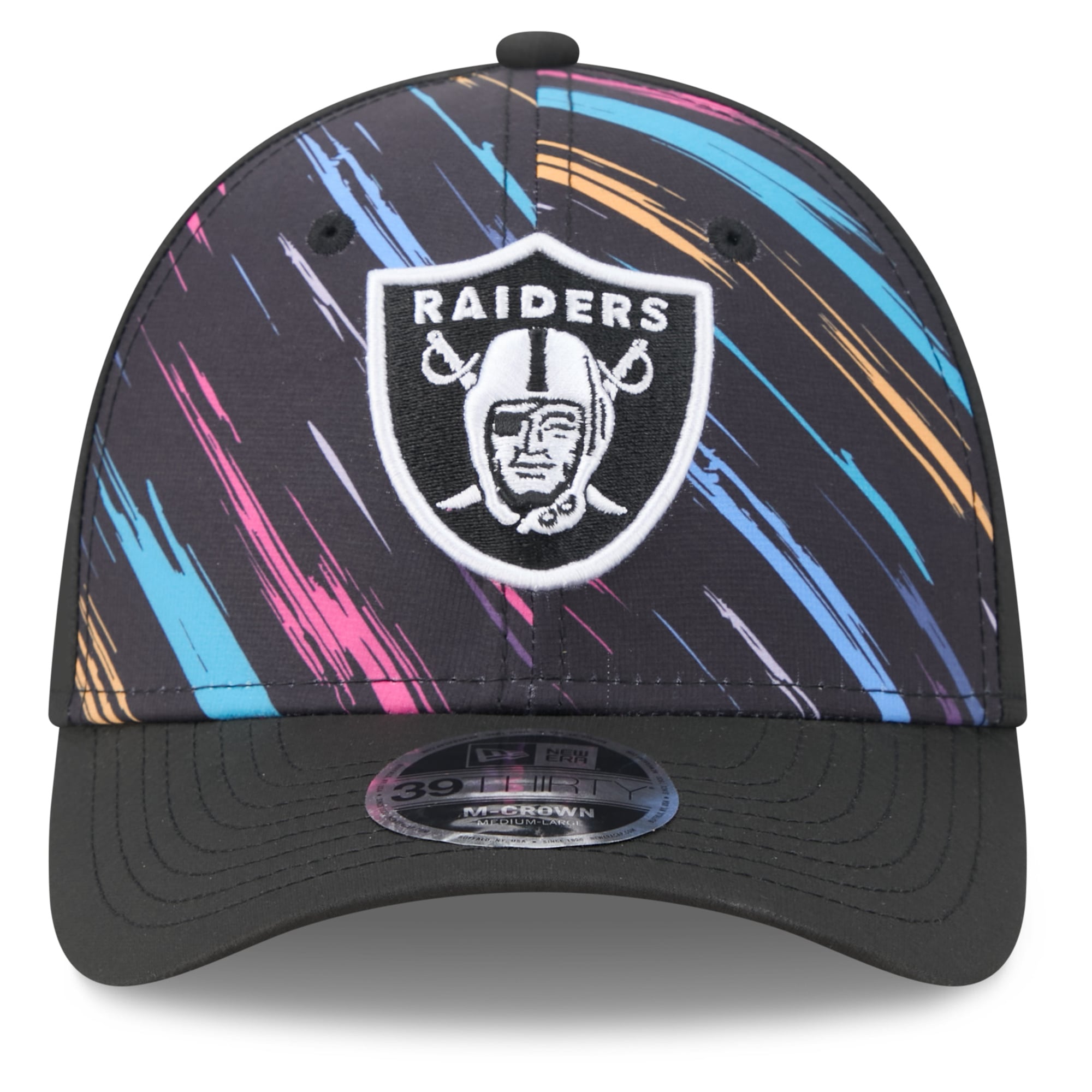 Men's New Era Black Las Vegas Raiders 2026 NFL Crucial Catch 39THIRTY M-Crown Stretch Hat