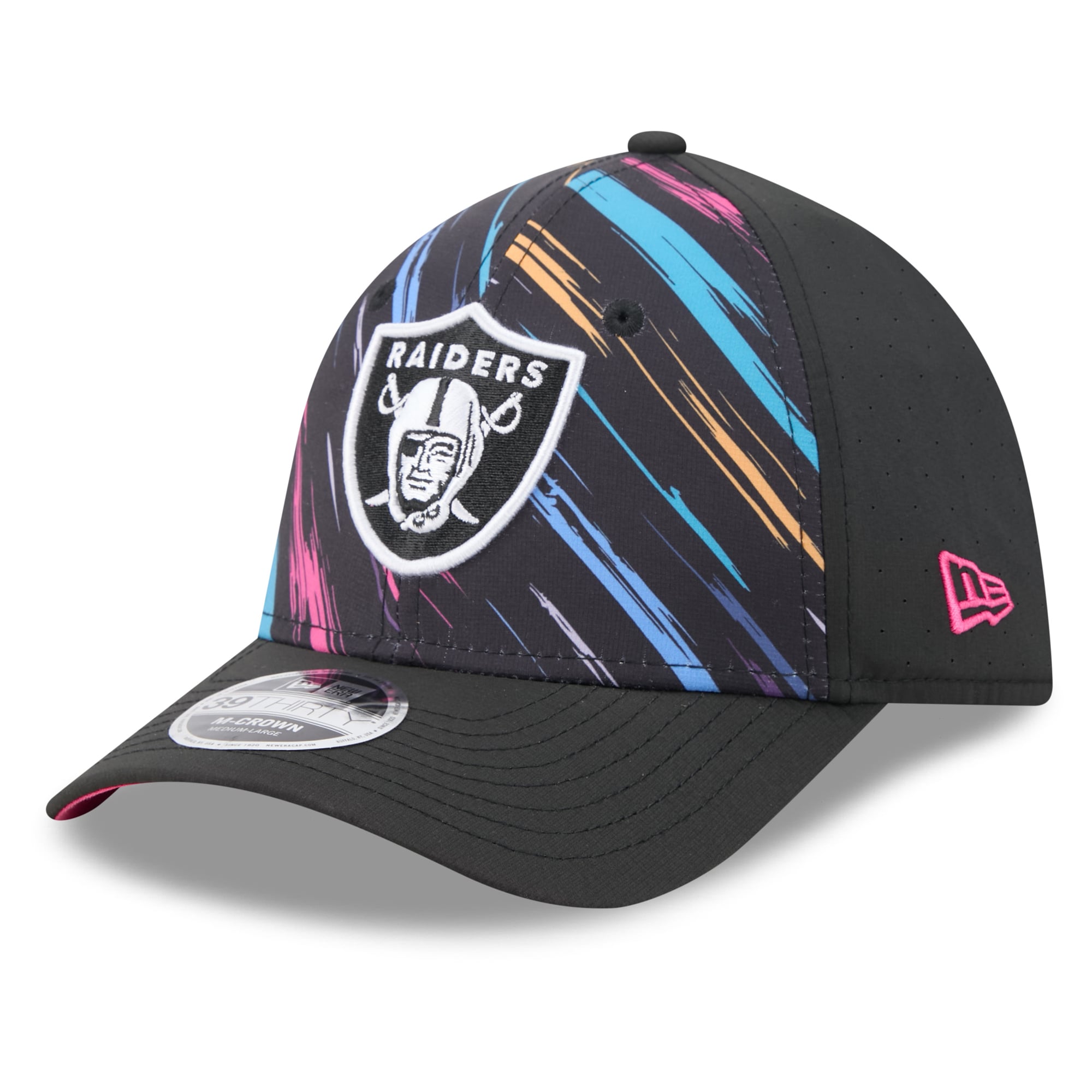 Men's New Era Black Las Vegas Raiders 2026 NFL Crucial Catch 39THIRTY M-Crown Stretch Hat