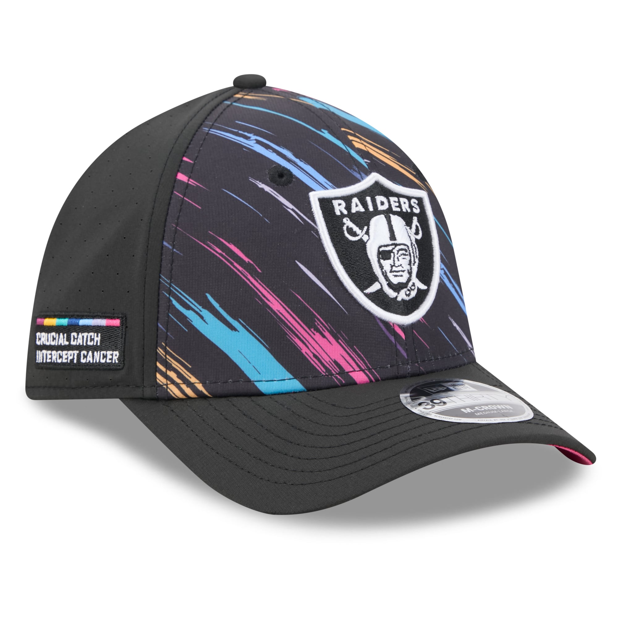 Men's New Era Black Las Vegas Raiders 2026 NFL Crucial Catch 39THIRTY M-Crown Stretch Hat
