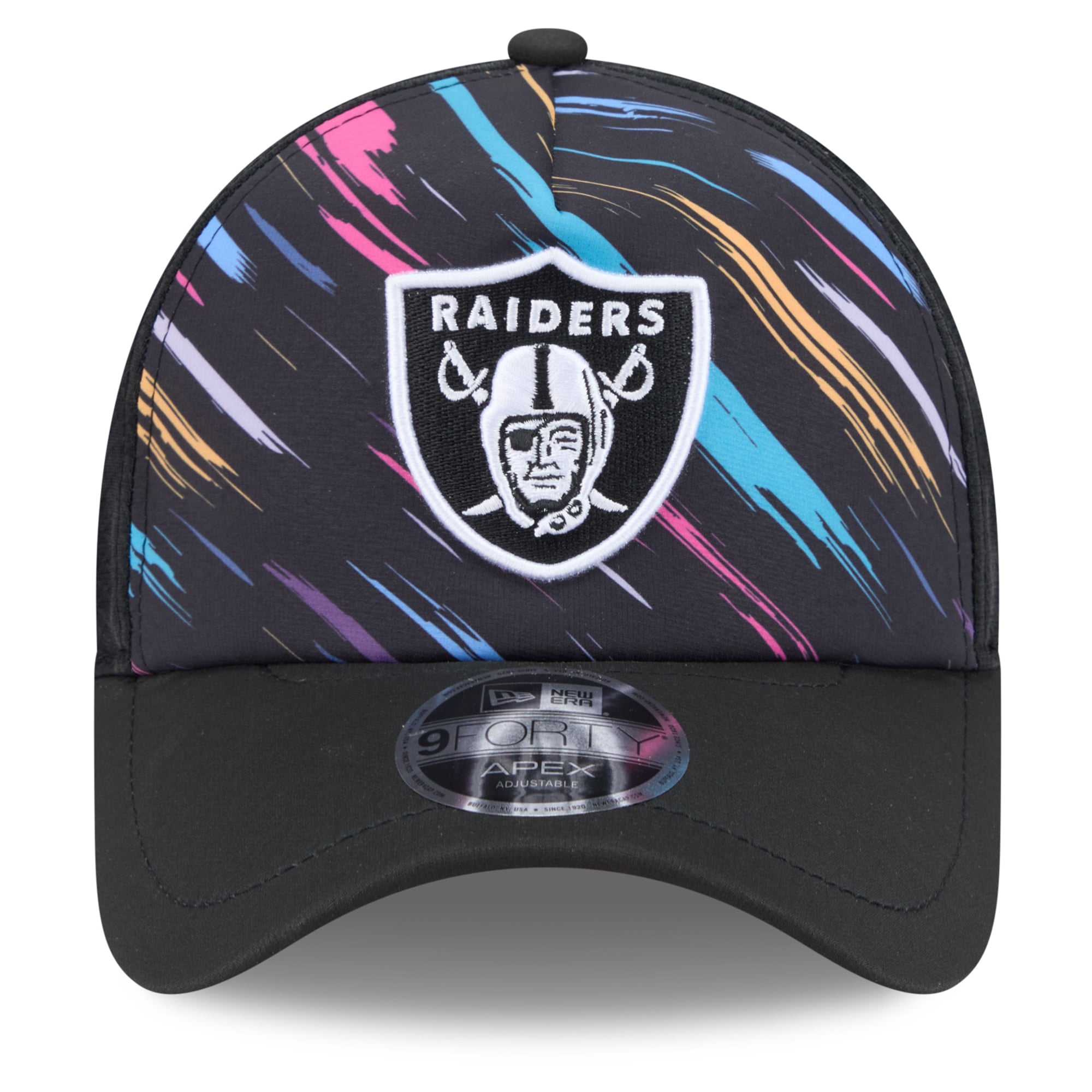 Men's New Era Black Las Vegas Raiders 2026 NFL Crucial Catch 9FORTY Apex Adjustable Hat