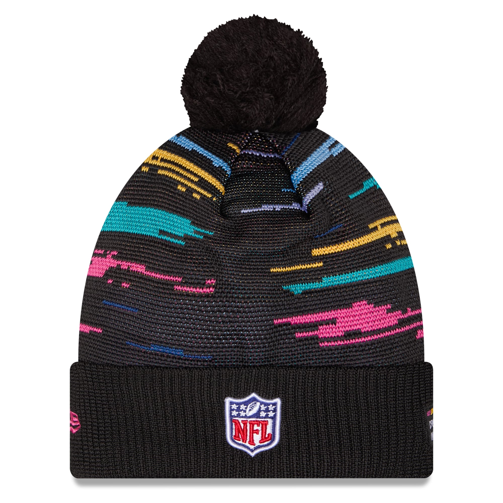 Men's New Era Black Las Vegas Raiders 2026 NFL Crucial Catch Cuffed Knit Hat with Pom