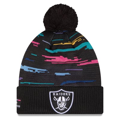 Las Vegas Raiders New Era 2026 NFL Crucial Catch Cuffed Knit Hat with Pom - Black