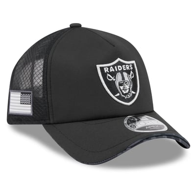 Las Vegas Raiders New Era 2026 Salute To Service Apex 9FORTY Adjustable Trucker Hat - Black