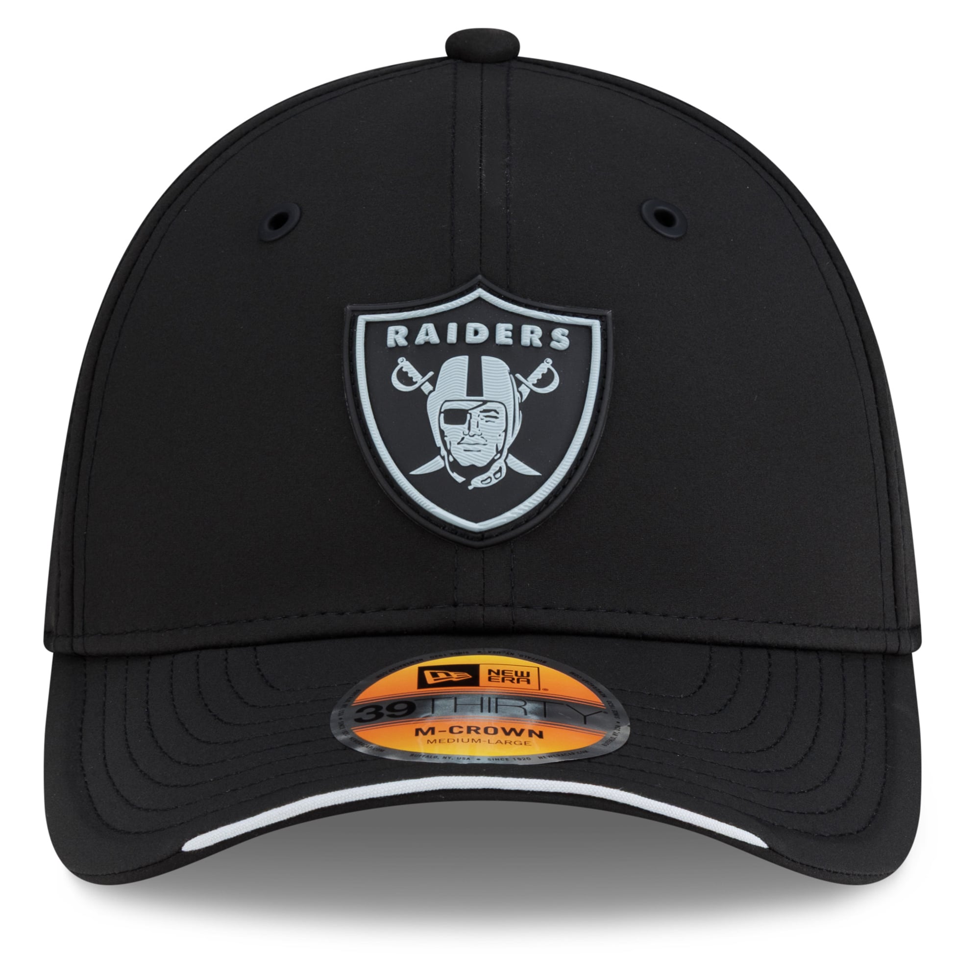 Casquette New Era noire pour homme, Las Vegas Raiders 2026 Sideline 39THIRTY M-Crown Flex