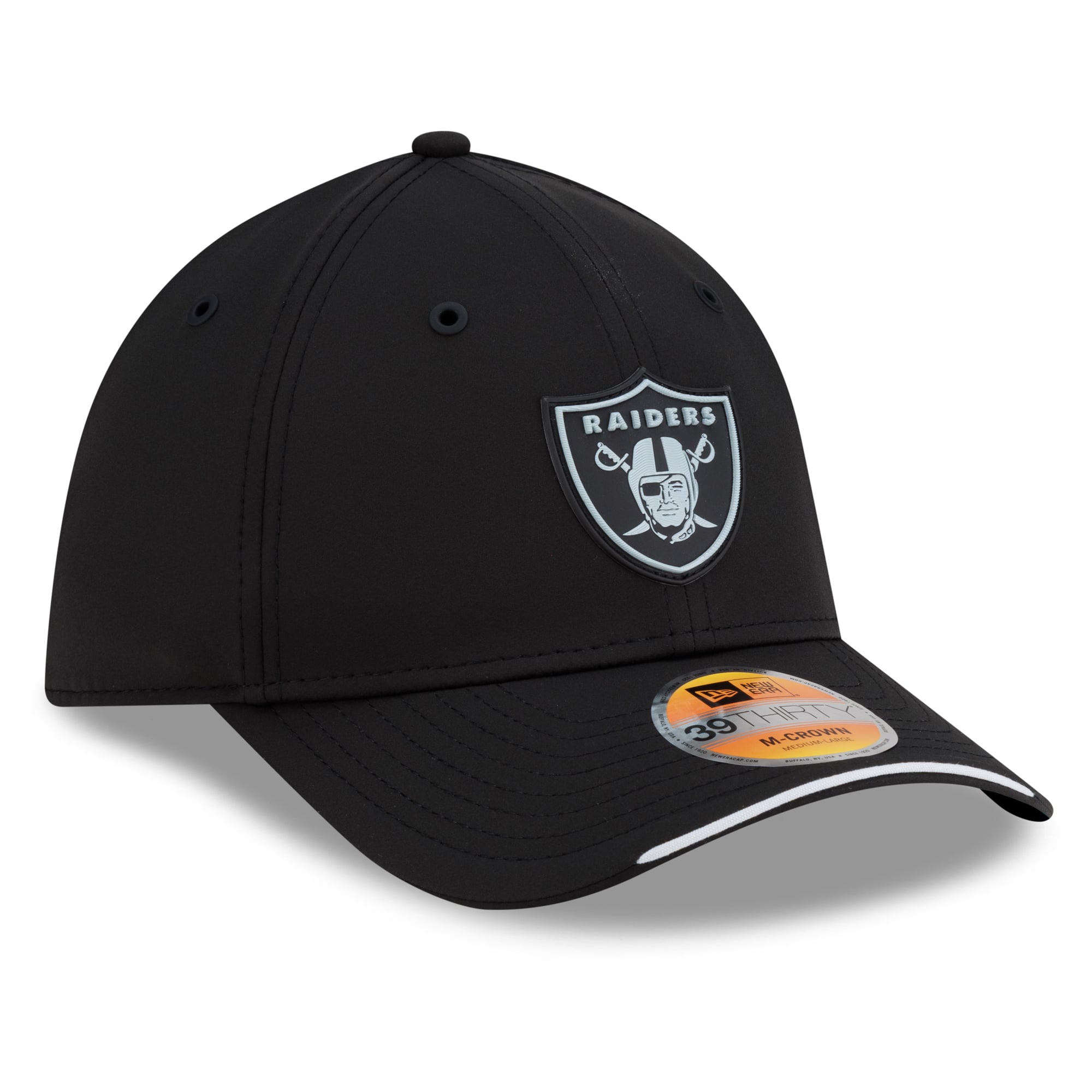 Casquette New Era noire pour homme, Las Vegas Raiders 2026 Sideline 39THIRTY M-Crown Flex