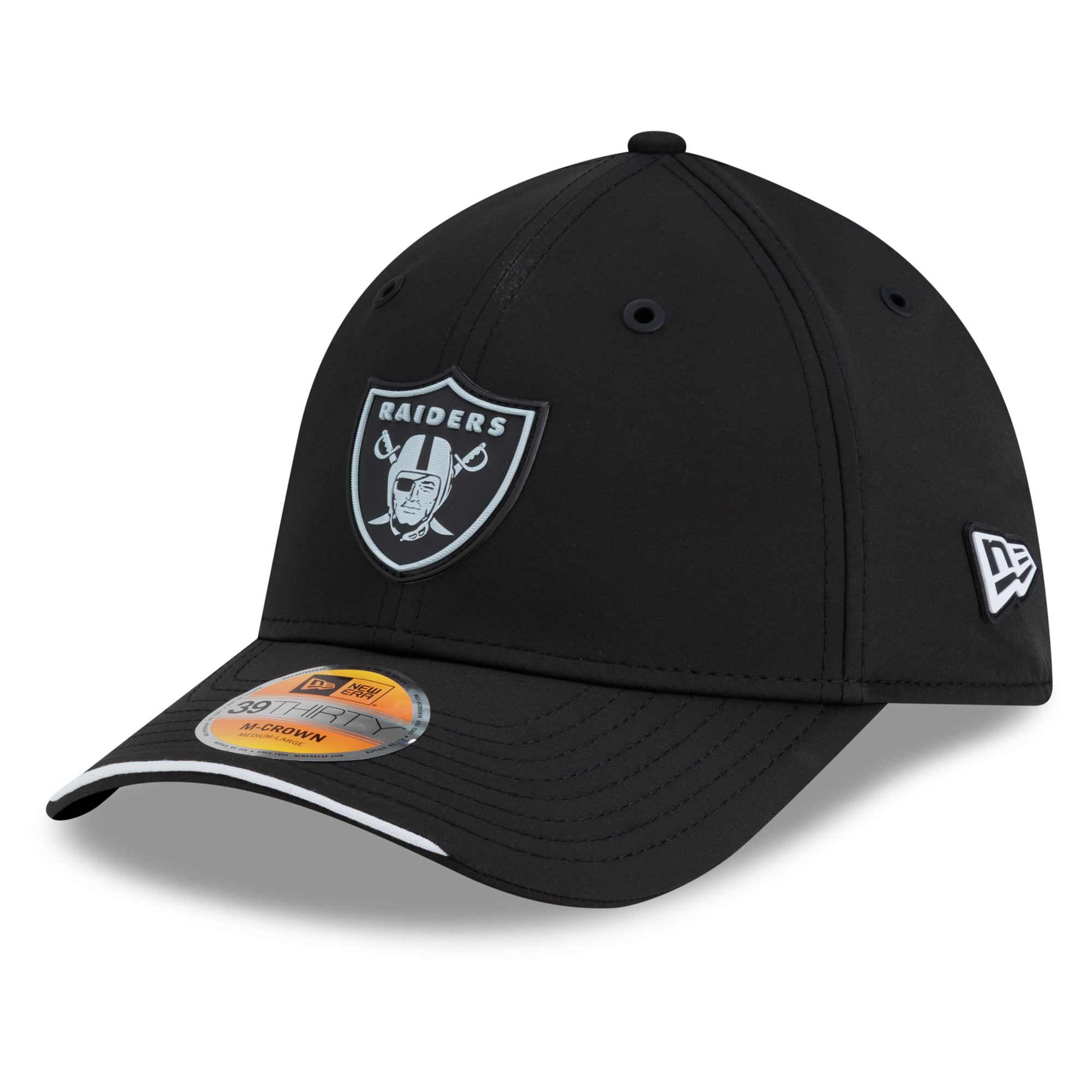 Casquette New Era noire pour homme, Las Vegas Raiders 2026 Sideline 39THIRTY M-Crown Flex