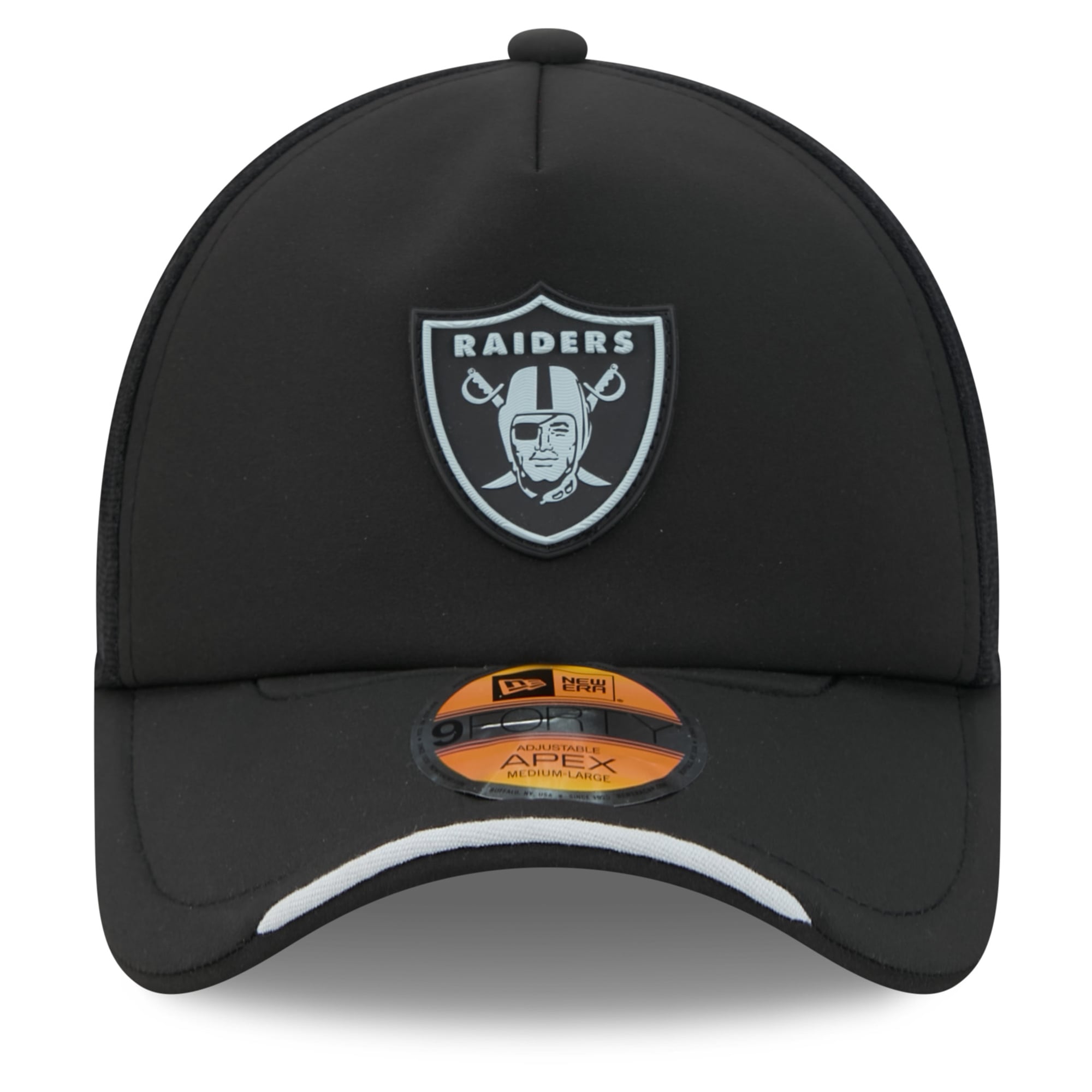 Casquette trucker ajustable New Era noire Las Vegas Raiders 2026 Sideline Apex 9FORTY pour homme