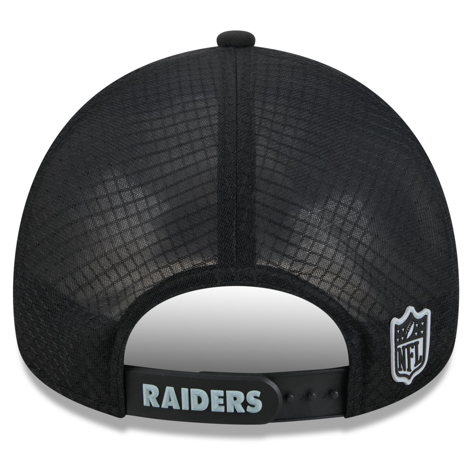 Casquette trucker ajustable New Era noire Las Vegas Raiders 2026 Sideline Apex 9FORTY pour homme