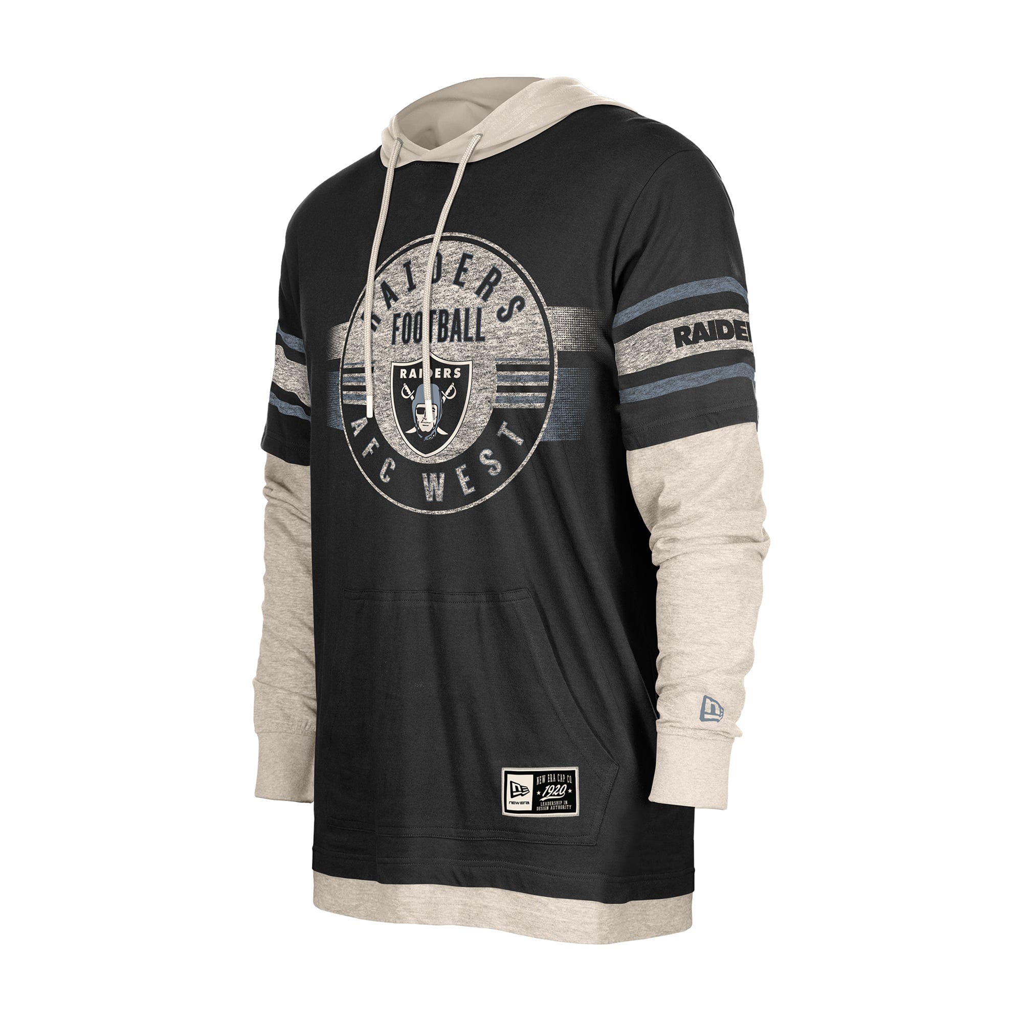 T-shirt à capuche manches longues New Era noir Las Vegas Raiders pour homme