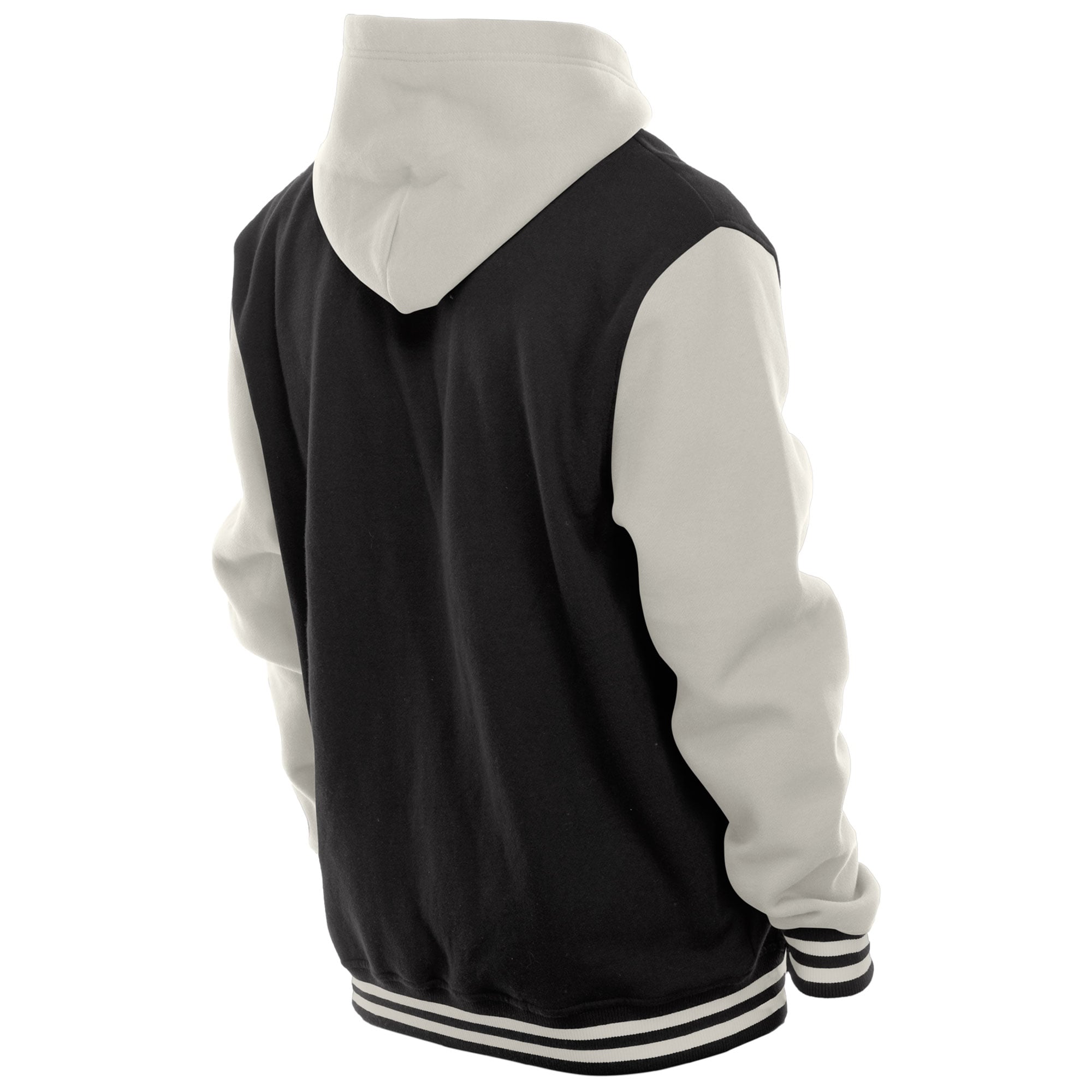 Veste polaire à capuche New Era noire et crème Las Vegas Raiders pour homme, fermeture boutons-pression.