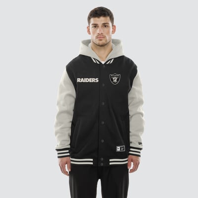  Las Vegas Raiders New Era Full-Snap Fleece Hooded Jacket - Black/Gray