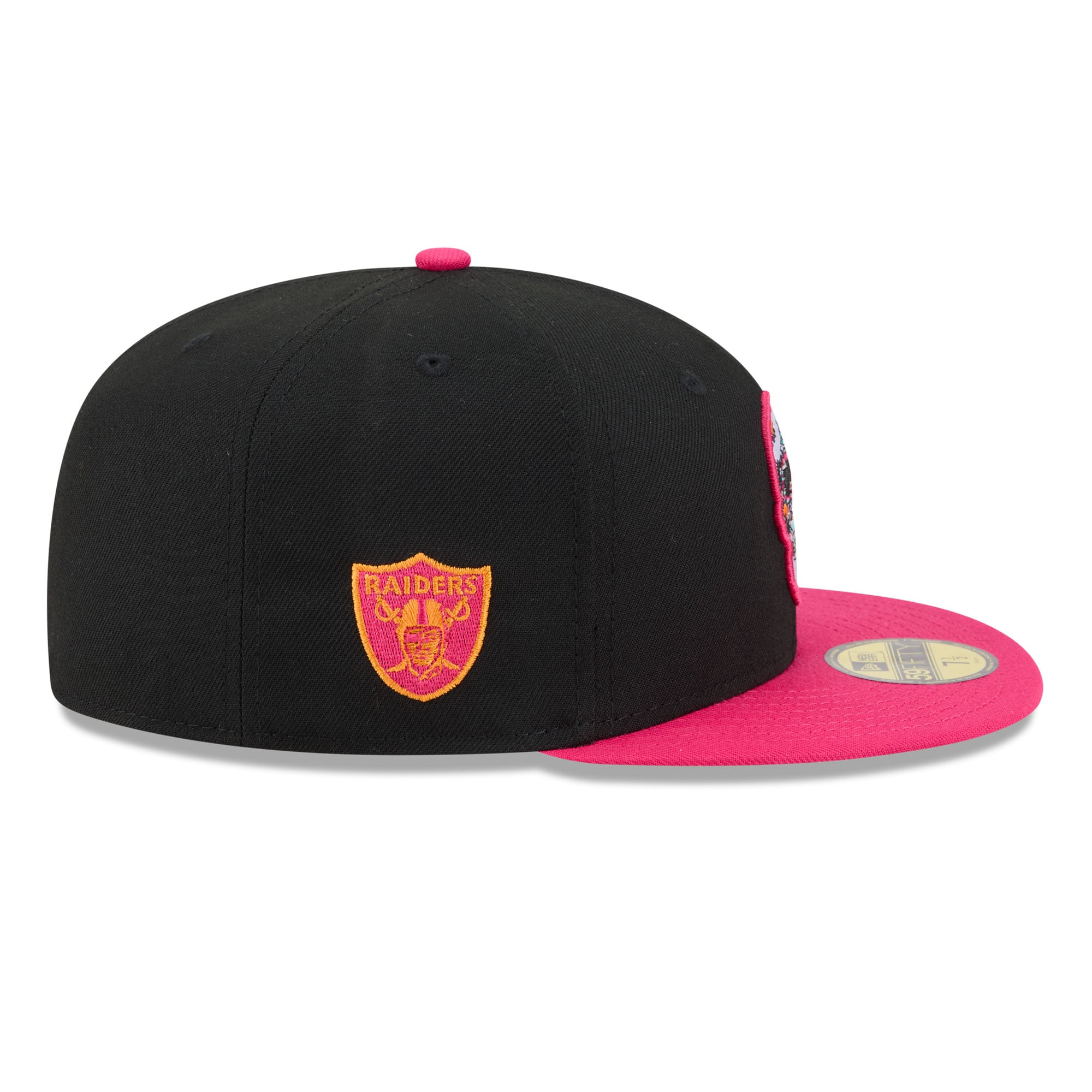 Casquette ajustée New Era 59FIFTY noire et rose pour homme, Las Vegas Raiders, édition spéciale Jour des Morts