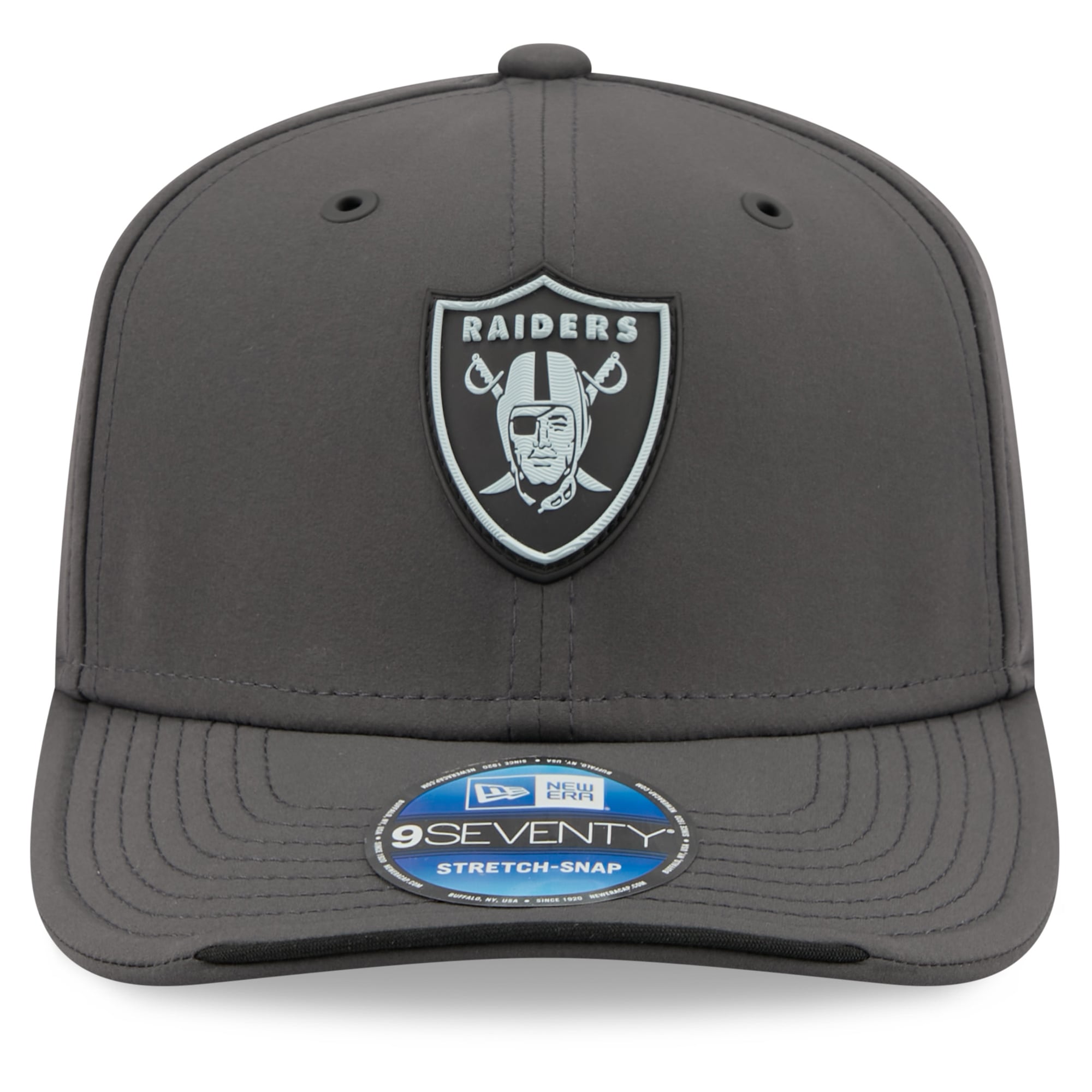 Casquette ajustable New Era anthracite Las Vegas Raiders 2026 Sideline pour temps froid 9SEVENTY
