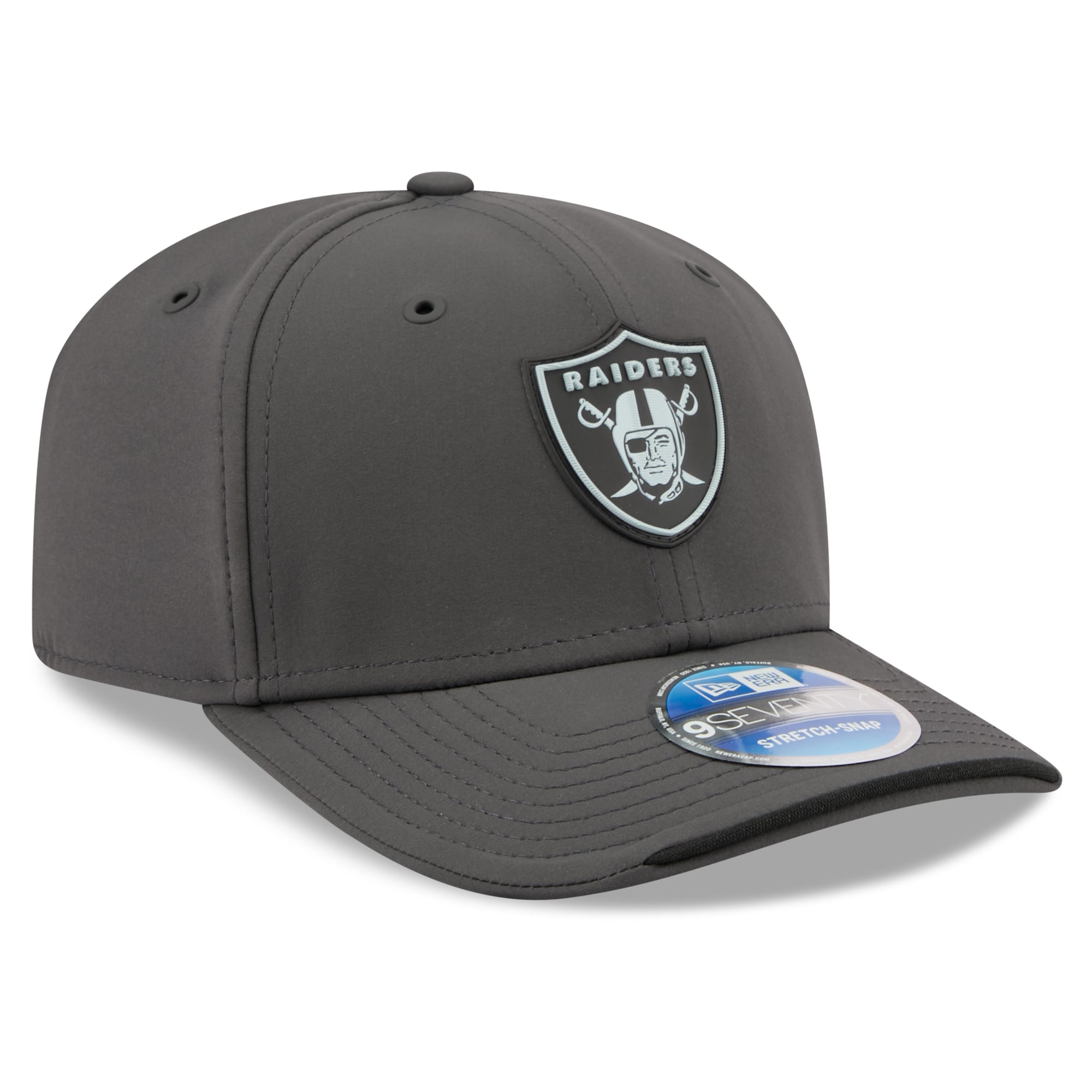 Casquette ajustable New Era anthracite Las Vegas Raiders 2026 Sideline pour temps froid 9SEVENTY